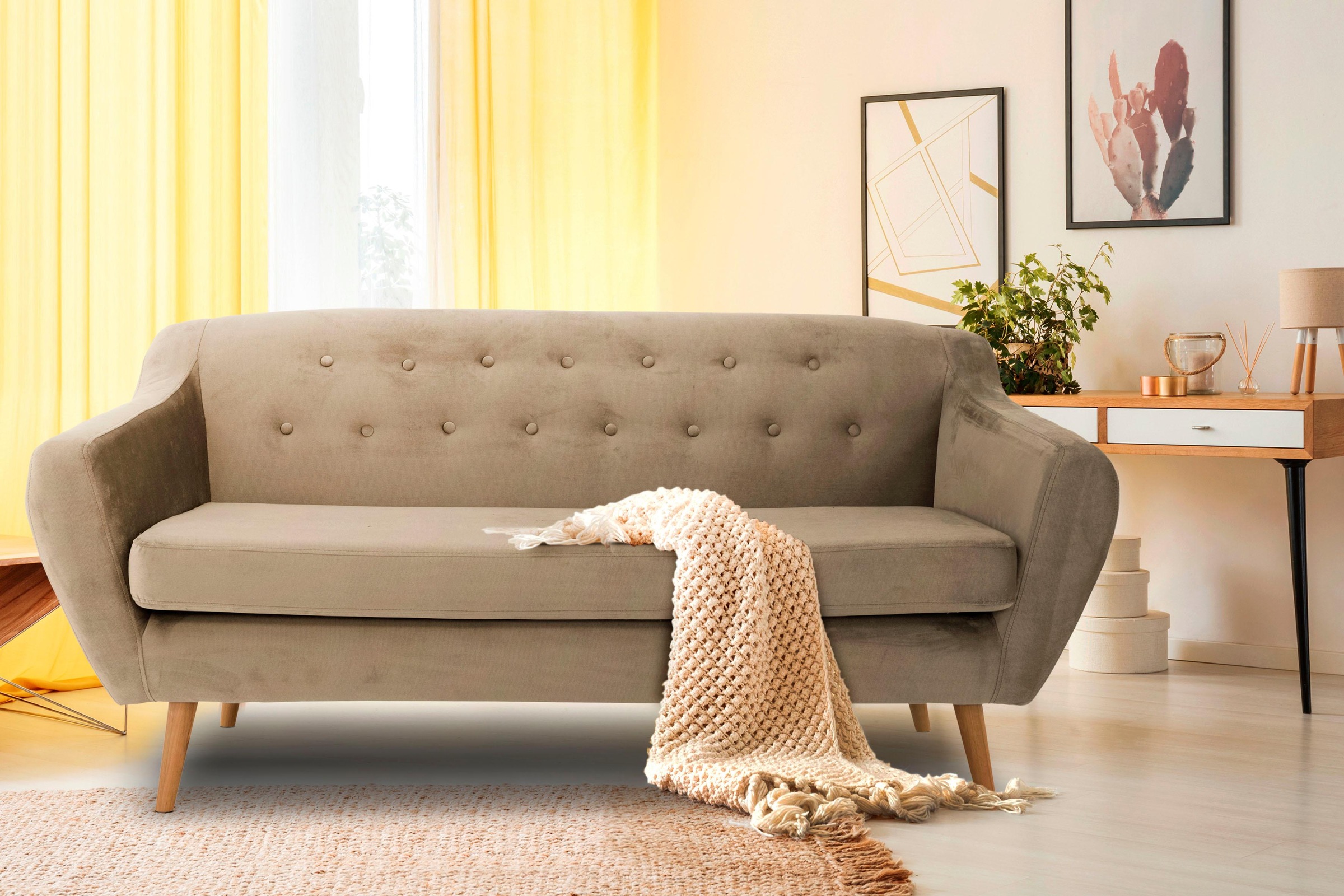 Home affaire 3-Sitzer "Renne" mit Heftung im Rücken im skandinavischem Stil günstig online kaufen