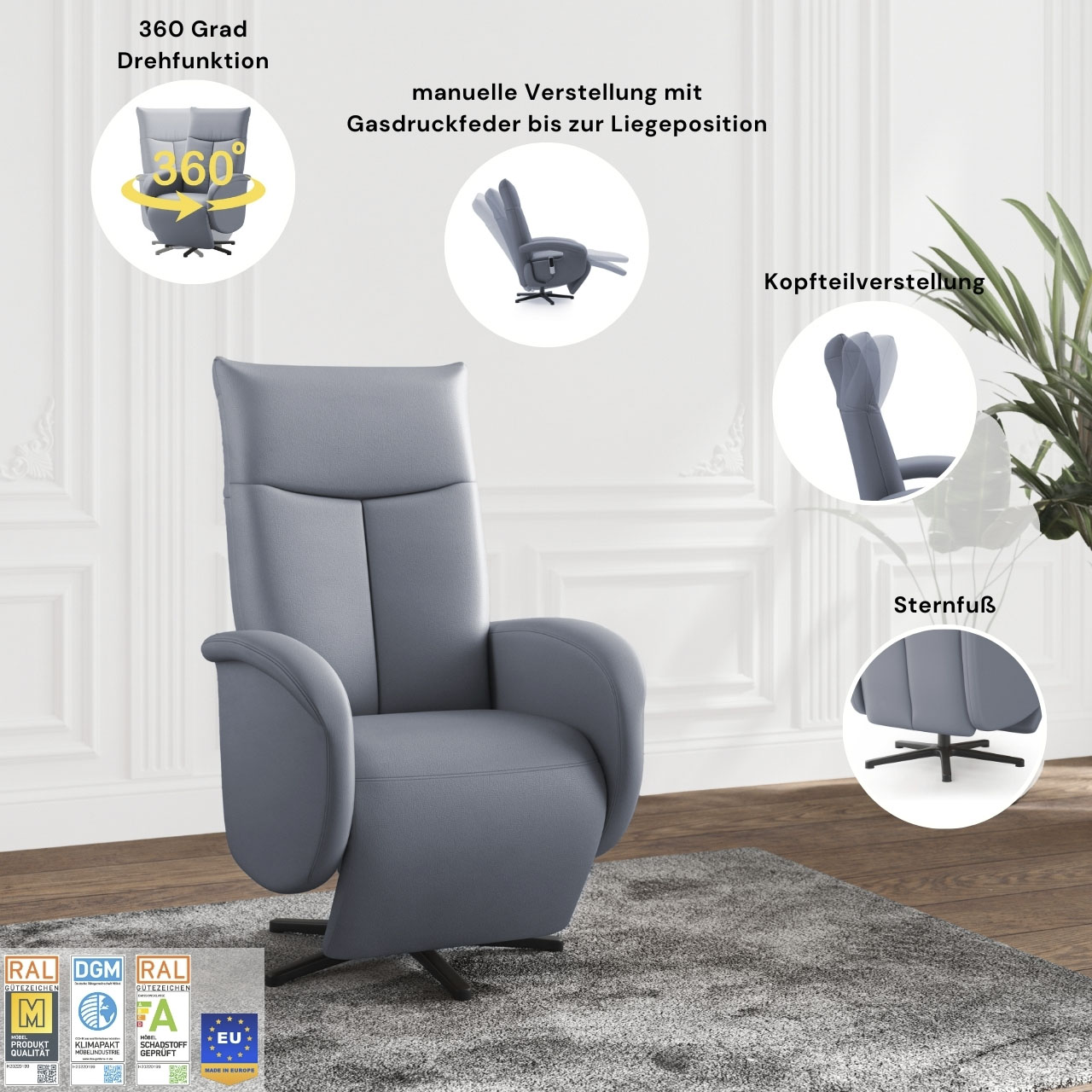 Thumbnail - sit&more TV-Sessel "Zora" wahlweise mit Aufstehhilfe, 2 Motoren und Akku