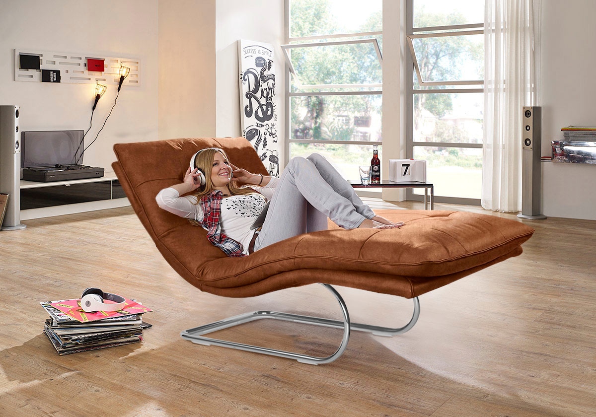 W.SCHILLIG Relaxliege "daily dreams" in Waffelkissen-Optik, wahlweise mit Motor, Freischwingergestell