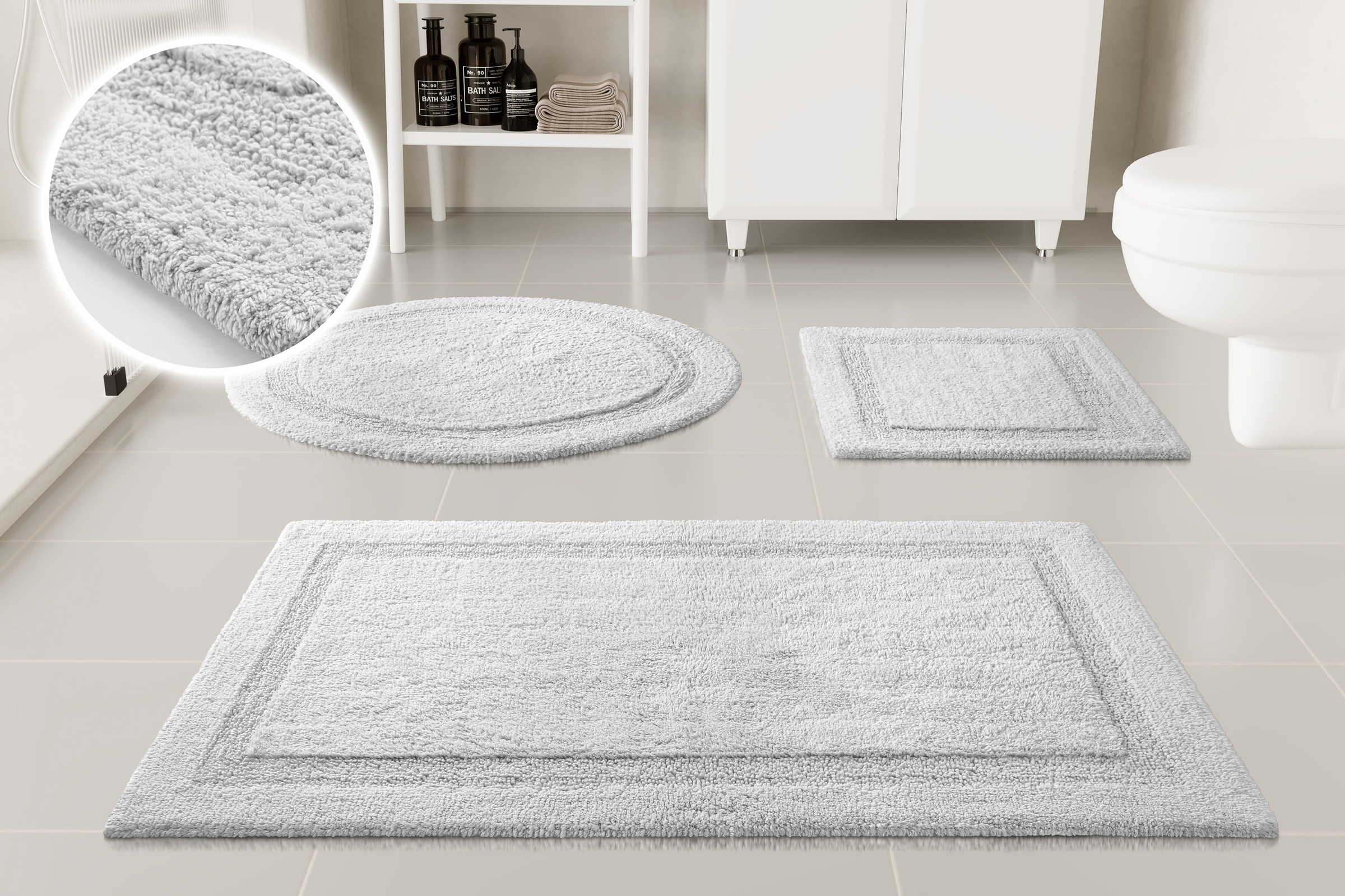 Badematte OTTO HOME, H:20mmweiß, Baumwolle, Badematten, "Meellor", Badteppich, getuftet, modern, Uni, antirutsch, flauschig, Baumwolle