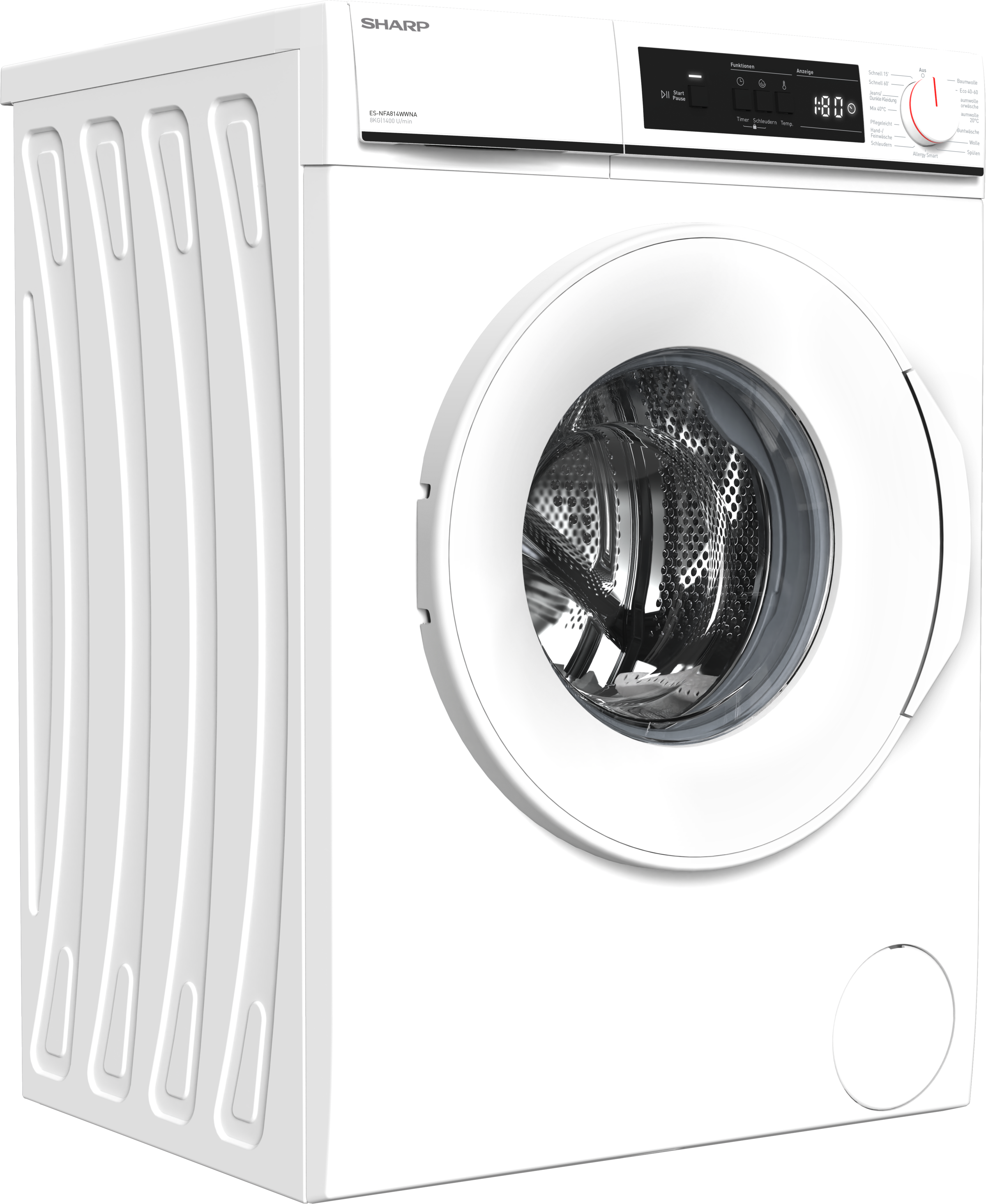 Sharp Waschmaschine »ES-NFA814WWNA-DE« 8 kg 1400 U/min AllergySmart für Allergiker: Entfernt bestimmte Allergene & Bakterien