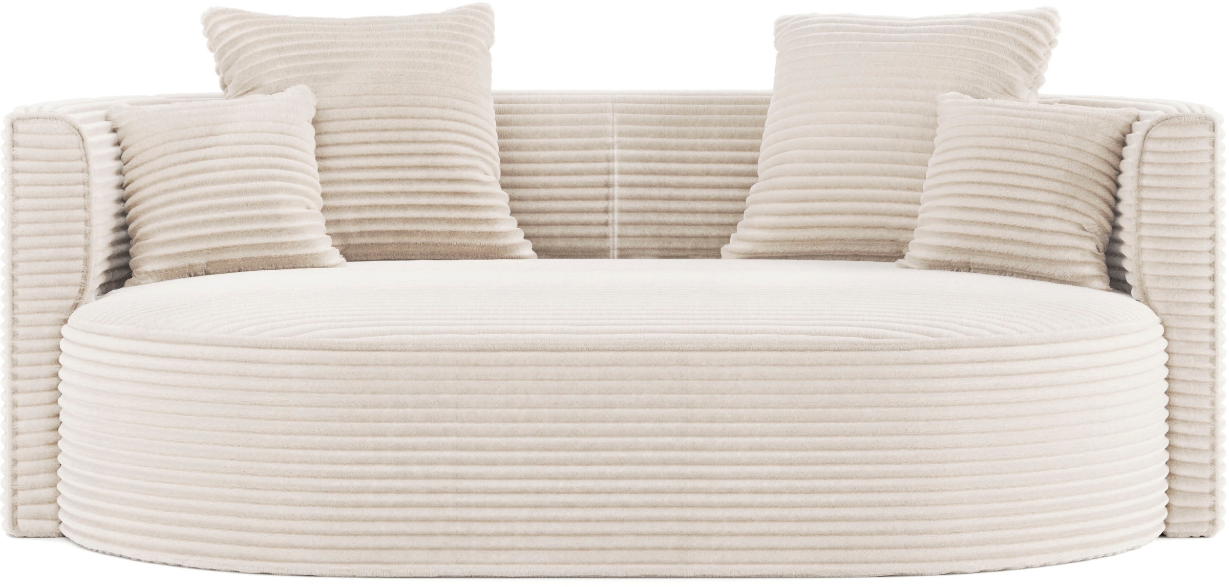 LeGer Home by Lena Gercke 2,5-Sitzer »ISALIE, rundes Loungesofa, mit Kissen, perfekt gepolstert«, moderne Stoffe, mit 4 Zierkissen, extra große Sitzfläche