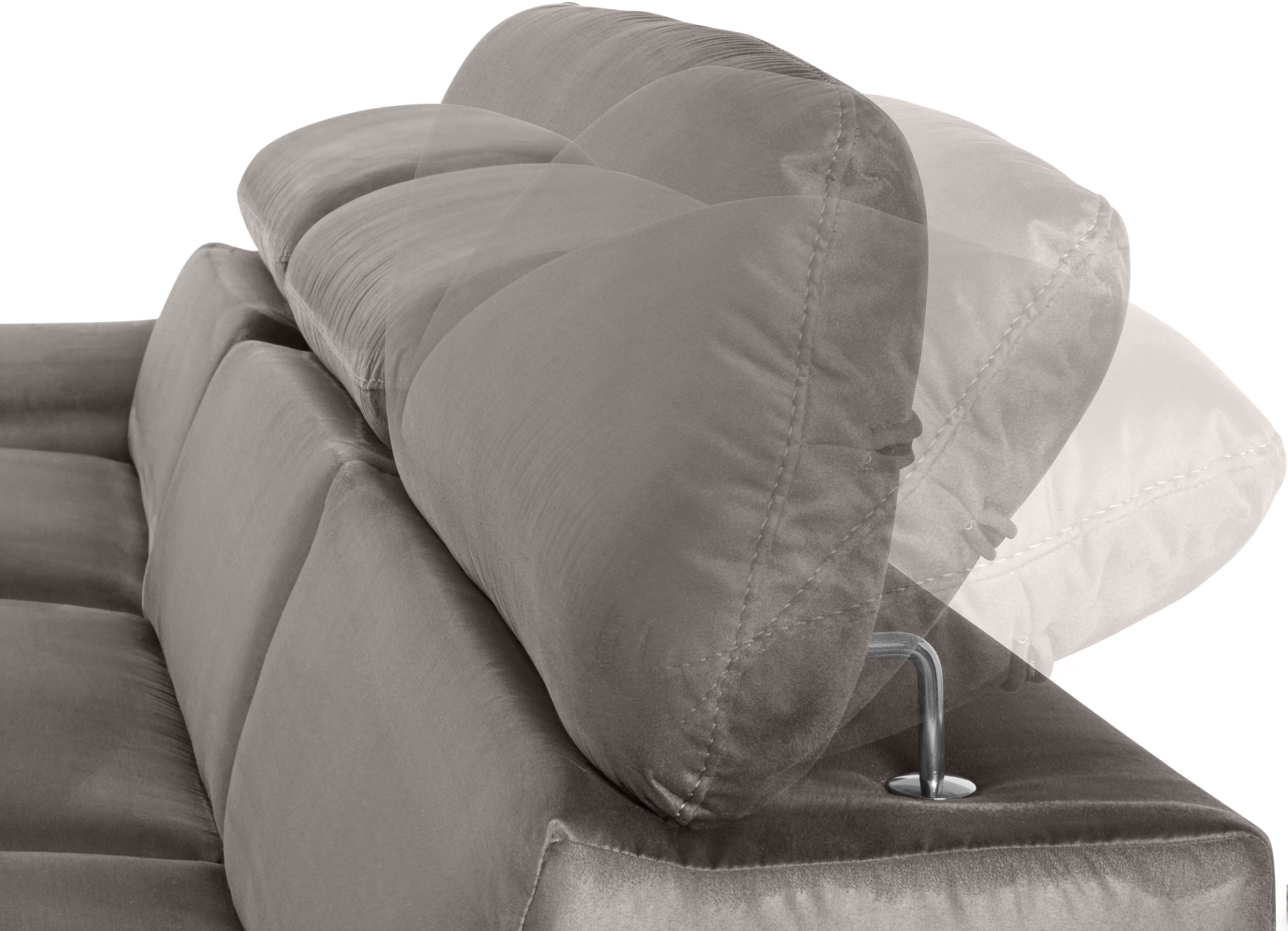 COTTA Ecksofa »Lola L-Form mit Kopfteilfunktion & Hocker«, (Set, mit Hocker), wahlweise mit Bettfunktion, Bettkasten & Armteilverstellung