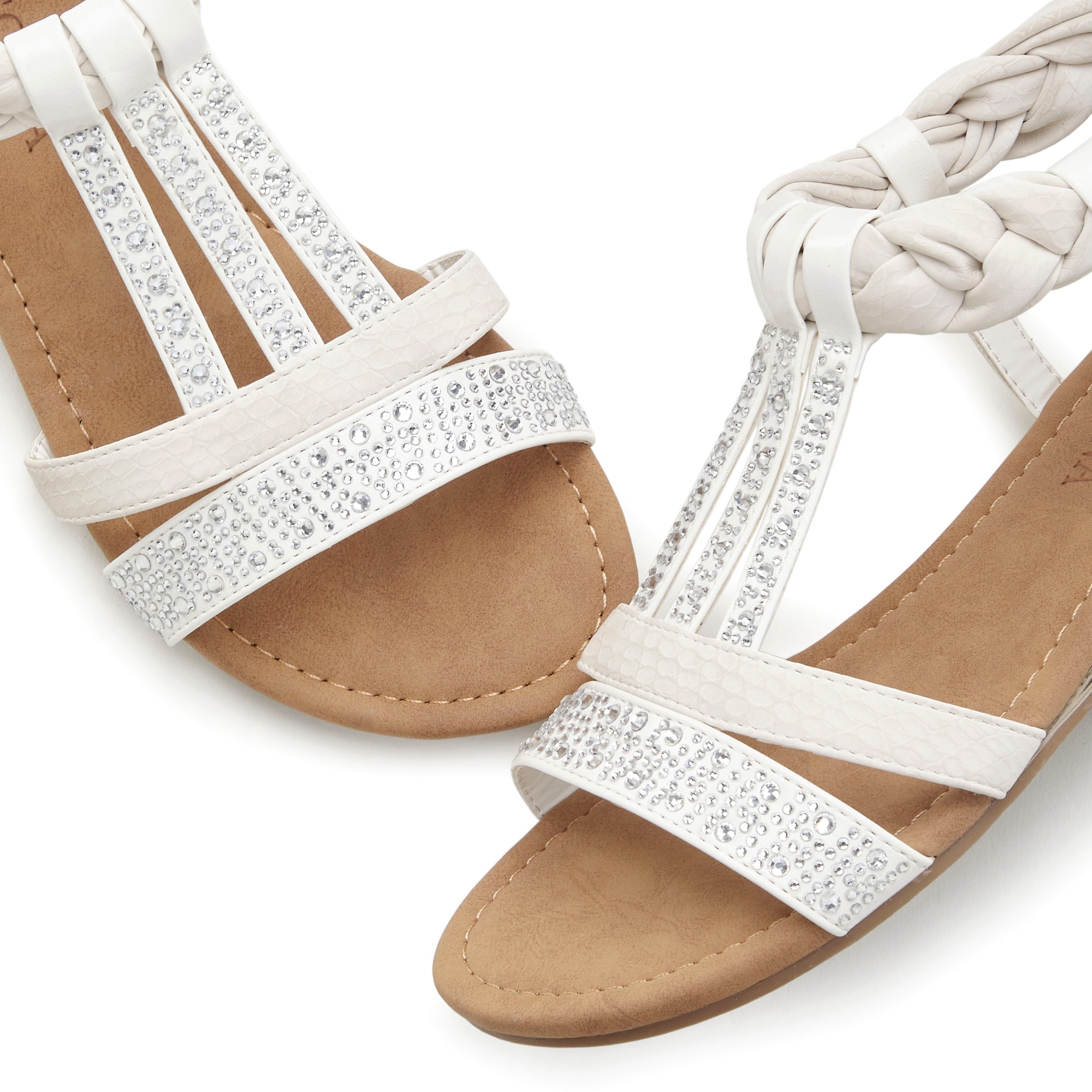 LASCANA Sandale »Sommerschuh«, mit Glitzersteinen, kleiner Keilabsatz, Sandalette, Sommerschuh VEGAN