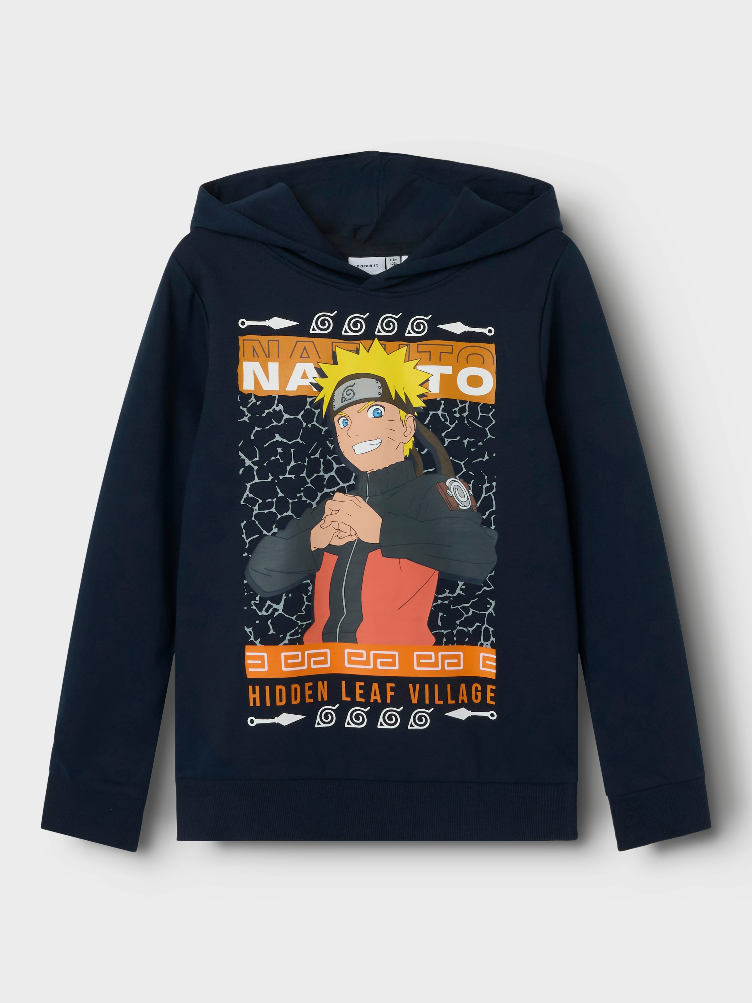 Name It Kapuzensweatshirt "NKMJAKARI NARUTO SWEAT WH BRU NOOS BIO", mit großem Frontmotiv