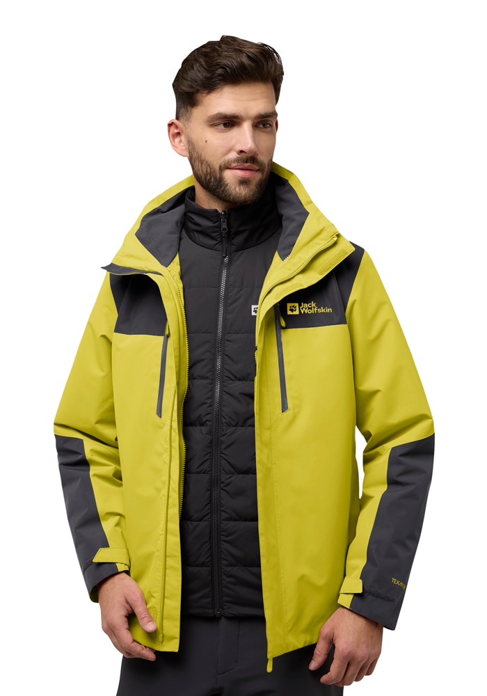 Jack Wolfskin 3-in-1-Funktionsjacke "JASPER 3IN1 JKT M" mit Kapuze mit abnehmbarer, gefütterter Kapuze, wasserdicht