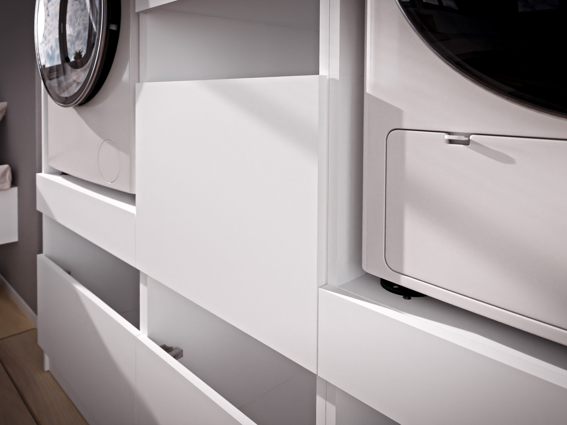 BASIC by Balculina Waschmaschinenumbauschrank »Washhome B/T/H 68x200x68 cm« 1 Stk. tlg. Breite 68cm, ausziebarer Tablerboden