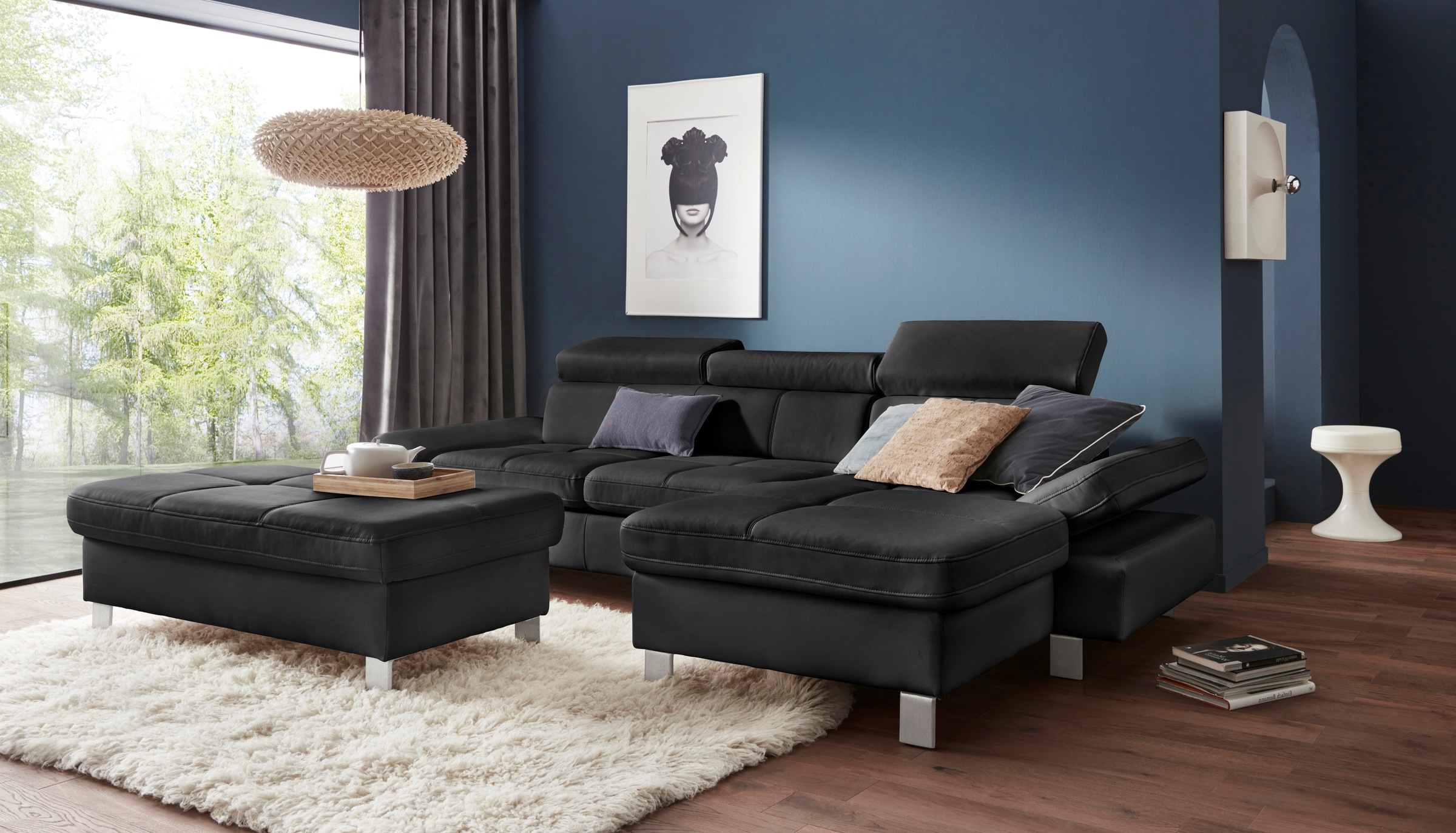 exxpo - sofa fashion Ecksofa »Fiji, hochwertige Detailverarbeitung im Sitz und Rücken, L-Form«, bequem durch Kopf- und Armteilverstellung, wahlweise mit Bettfunktion