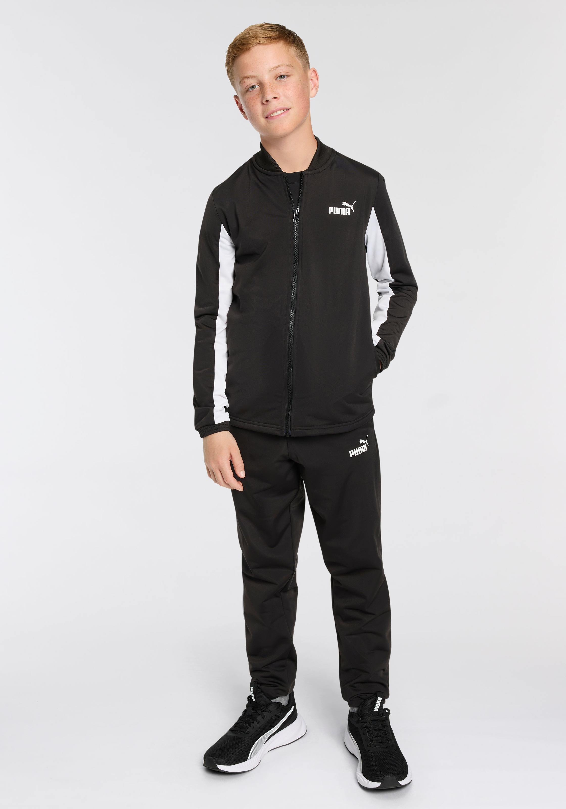 Trainingsanzug PUMA "POLY BASEBALL SUIT B", Jungen, Gr. 176, schwarz (puma schwarz), Trikot, Obermaterial: 100% Polyester, regular fit, Sportanzüge Trainingsanzug, mit Stehkragen, elastischer Bund mit Kordelzug 6