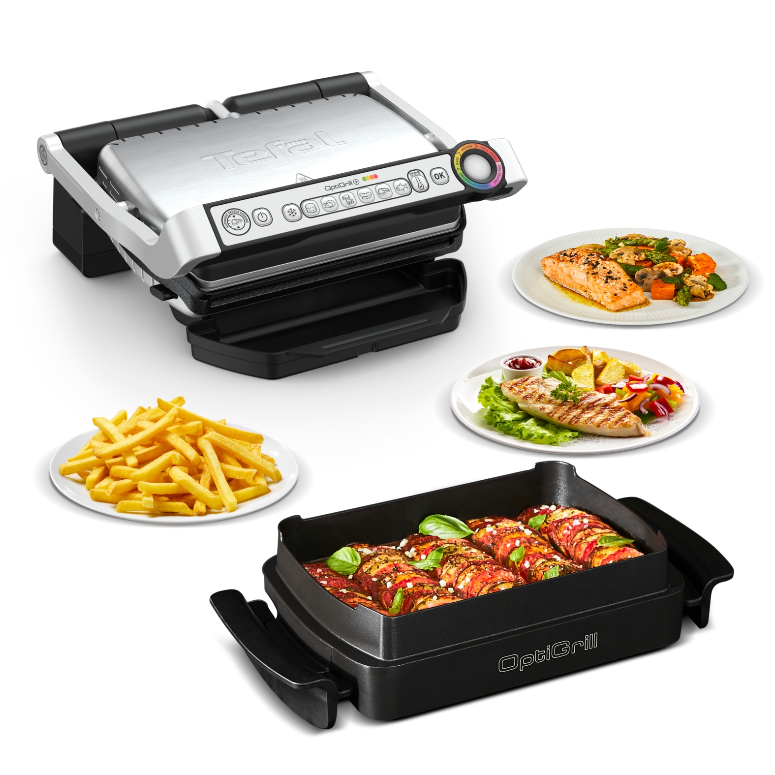Tefal Kontaktgrill "GC714D OptiGrill" 2000 W + inkl. Snacking & Baking Zube günstig online kaufen