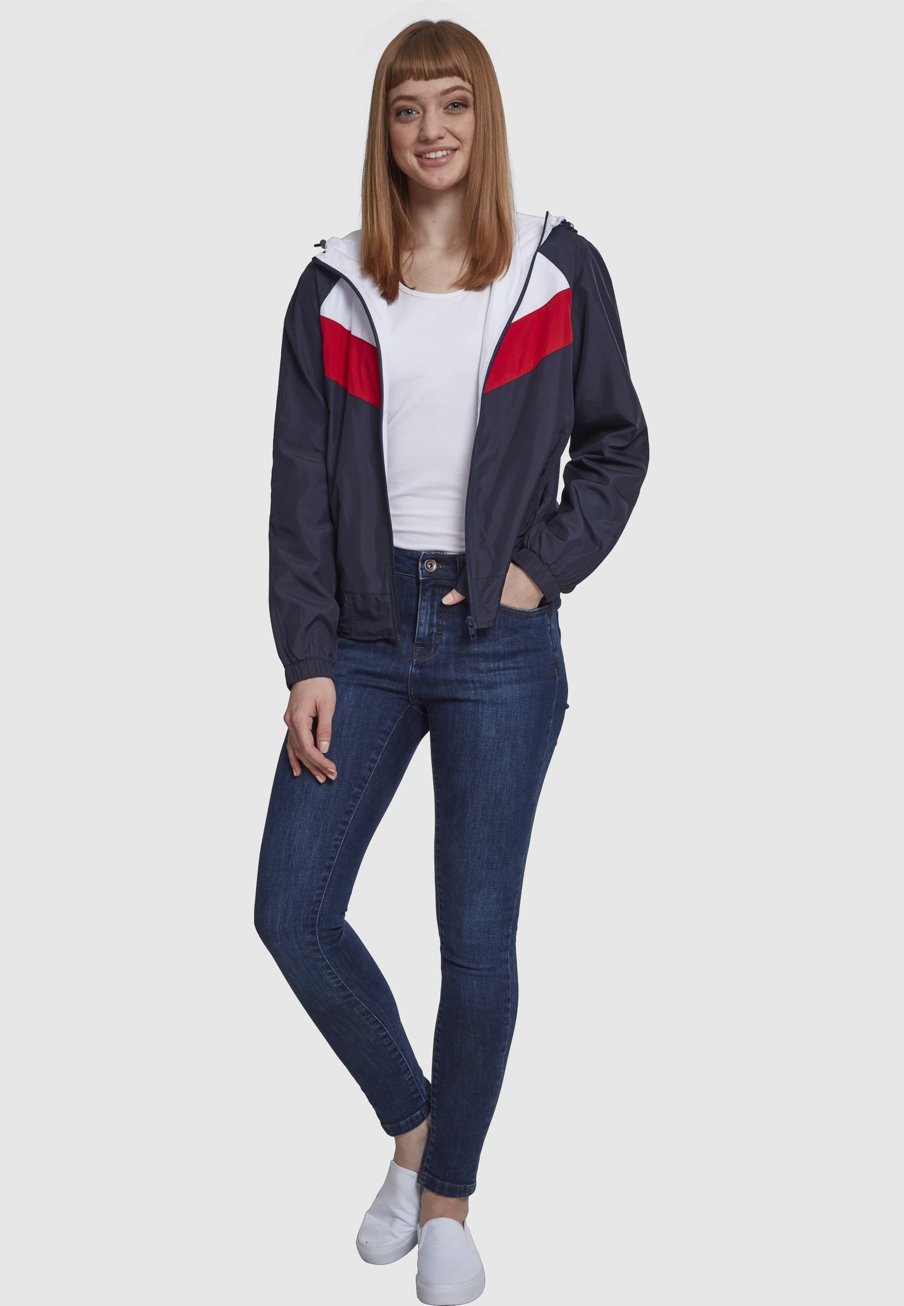 URBAN CLASSICS Anorak »Urban Classics Damen Ladies 3-Tone Windbreaker« 1 Stk. tlg. mit Kapuze