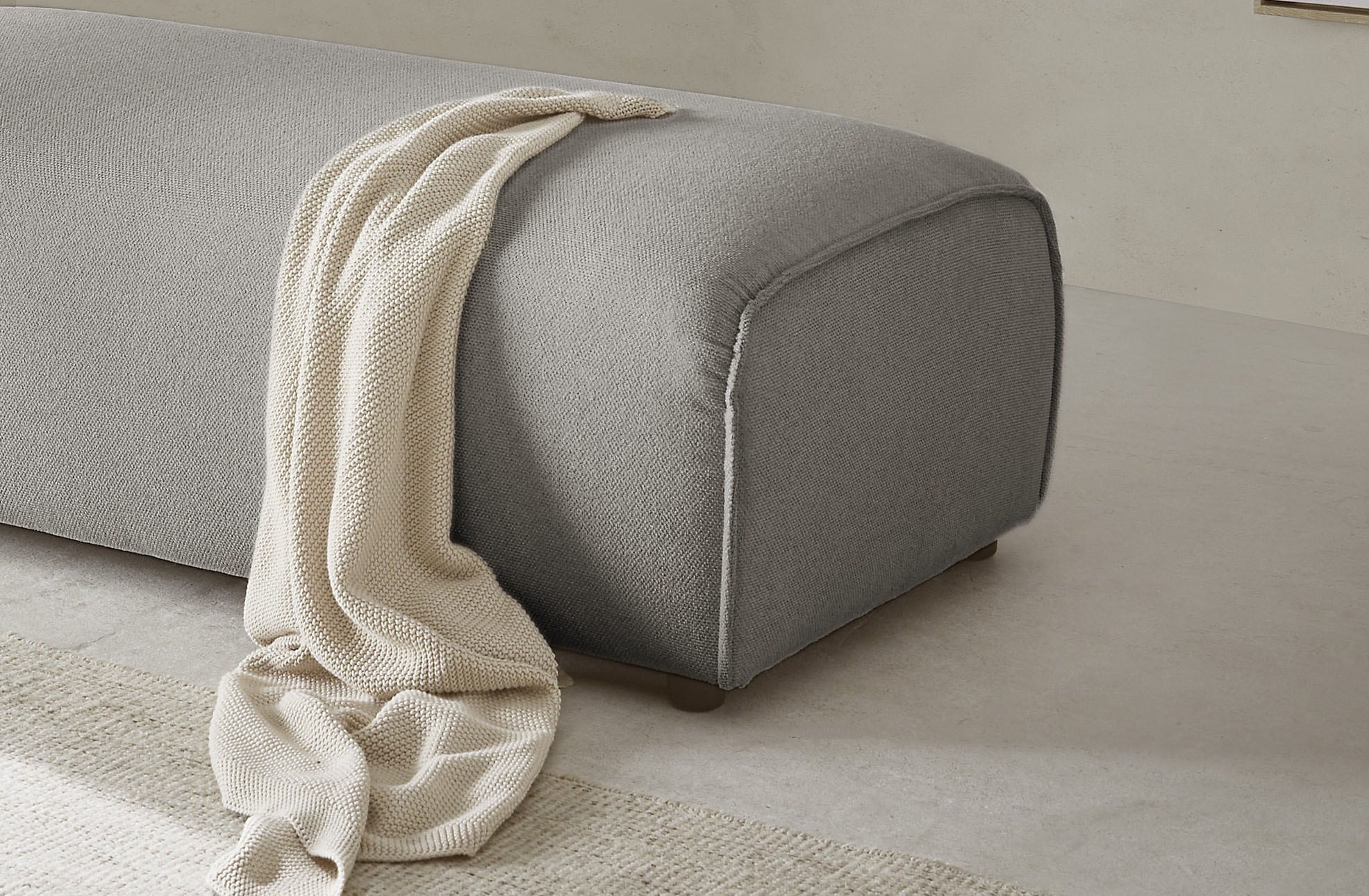 LeGer Home by Lena Gercke Hocker »PIARA, Polsterhocker mit Kedernaht in Cord oder Leinenoptik«, zur Serie PIARA, rechteckig, schwarze Füße, bequemer Sitzkomfort