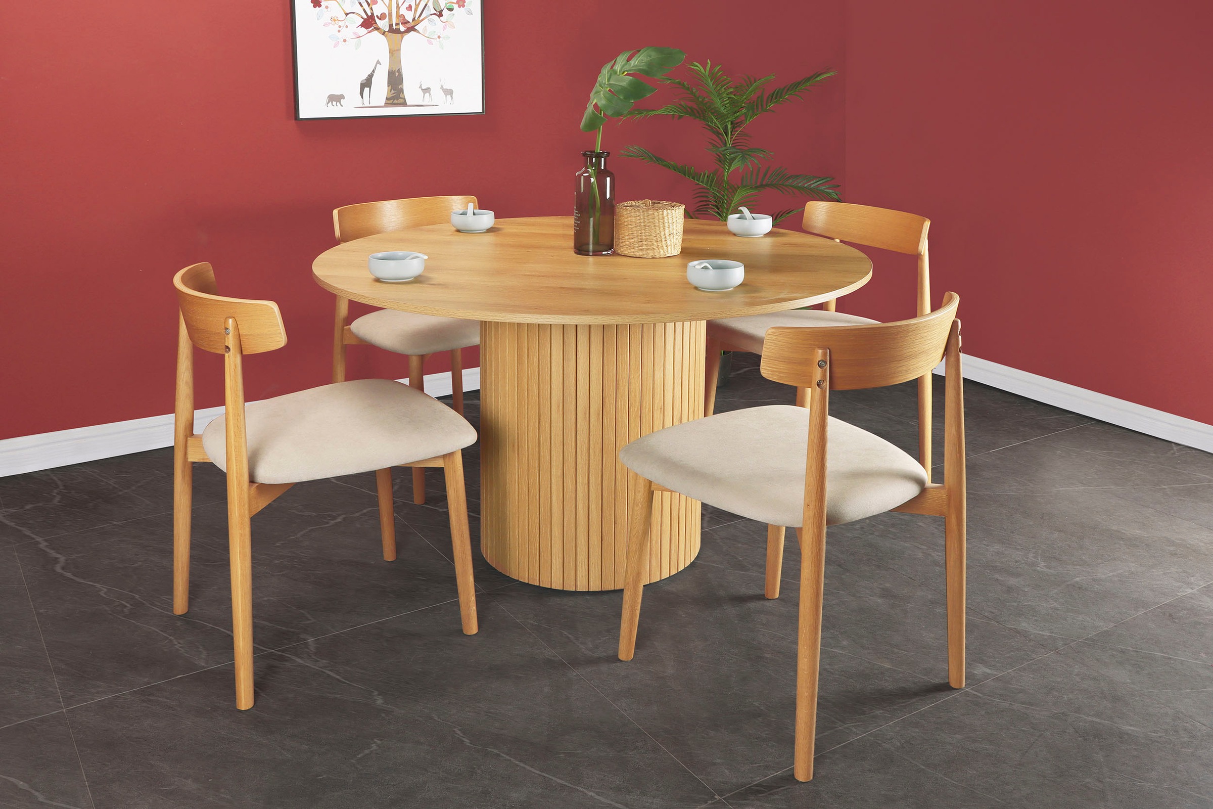 Home affaire Esstisch Sockel mit Lamellendesign günstig online kaufen