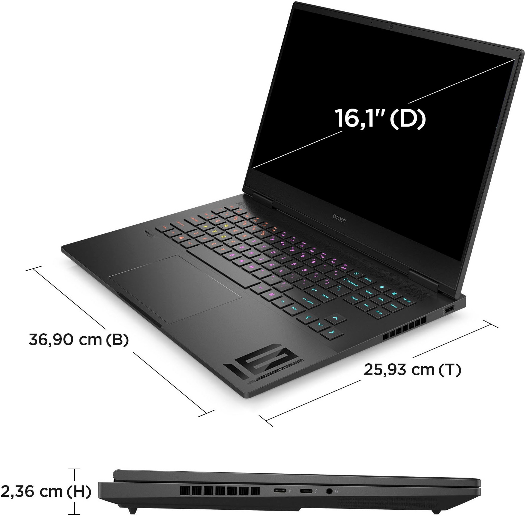 HP Gaming-Notebook »OMEN 16-wf1072ng«, 40,9 cm, / 16,1 Zoll, Intel, Core i7, GeForce® RTX 4060, 1000 GB SSD