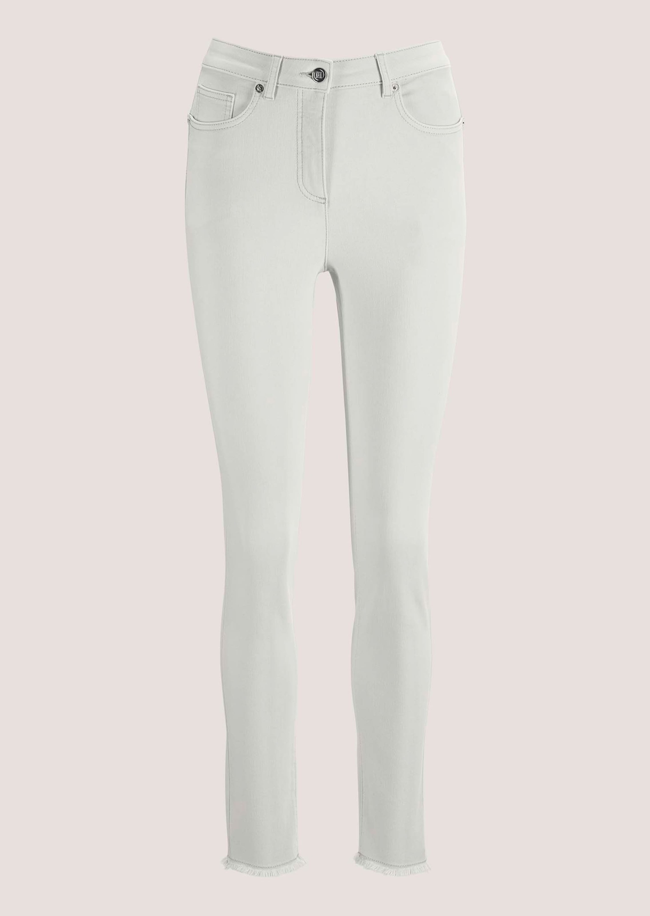 MADELEINE Regular-fit-Jeans »Jeans Mid Waist Skinny-Hose mit Fransen«