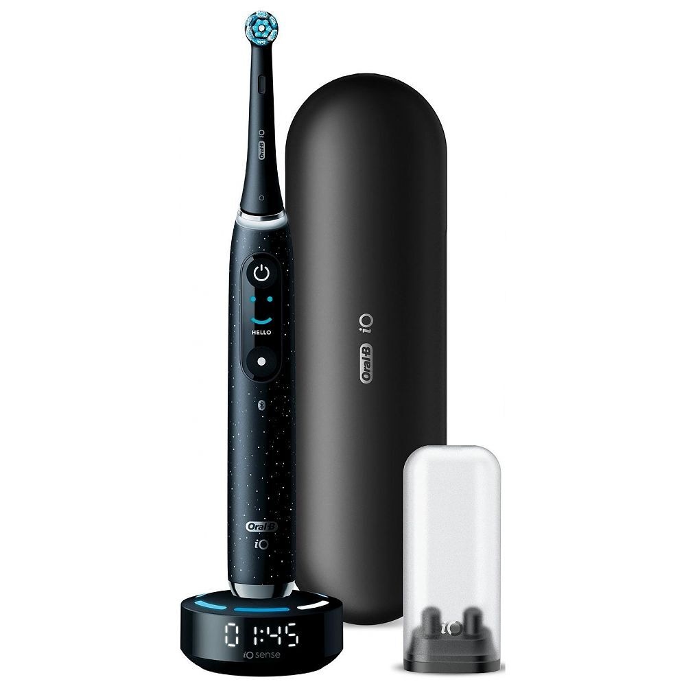Oral-B Elektrische Zahnbürste "iO 10" 5 Stk. Aufsteckbürsten Magnet-Technologie, iOsense, 7 Putzmodi, Farbdisplay & Lade-Reiseetui