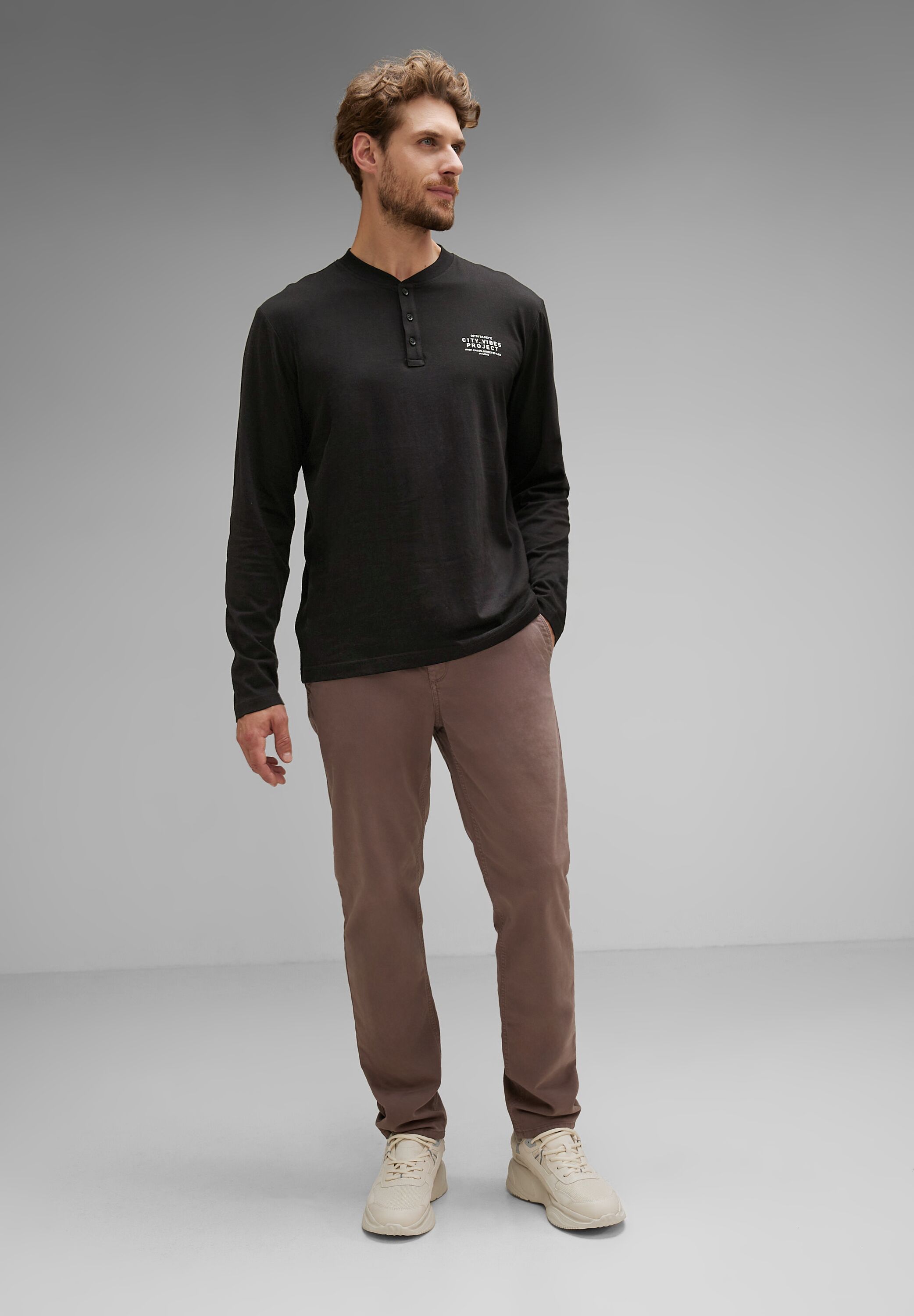 Thumbnail - STREET ONE MEN Langarmshirt, mit Knopfleiste