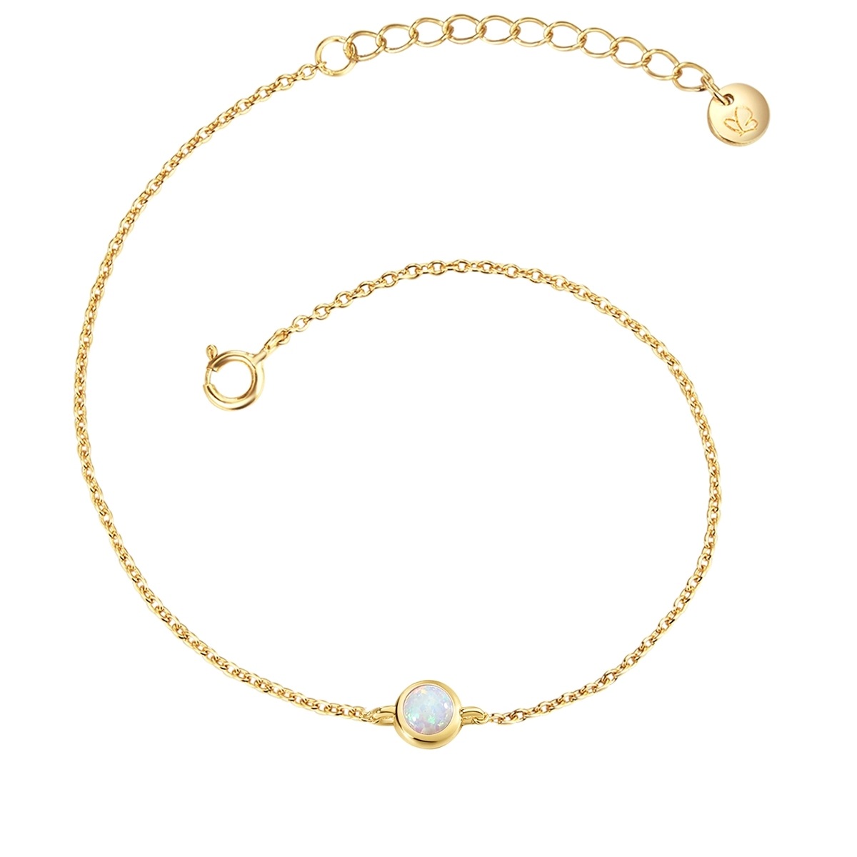 Damen Gliederarmband "GSM4004"gelbgold, weiß, GLANZSTÜCKE MÜNCHEN, Armbänder, mit Opal (synth.)