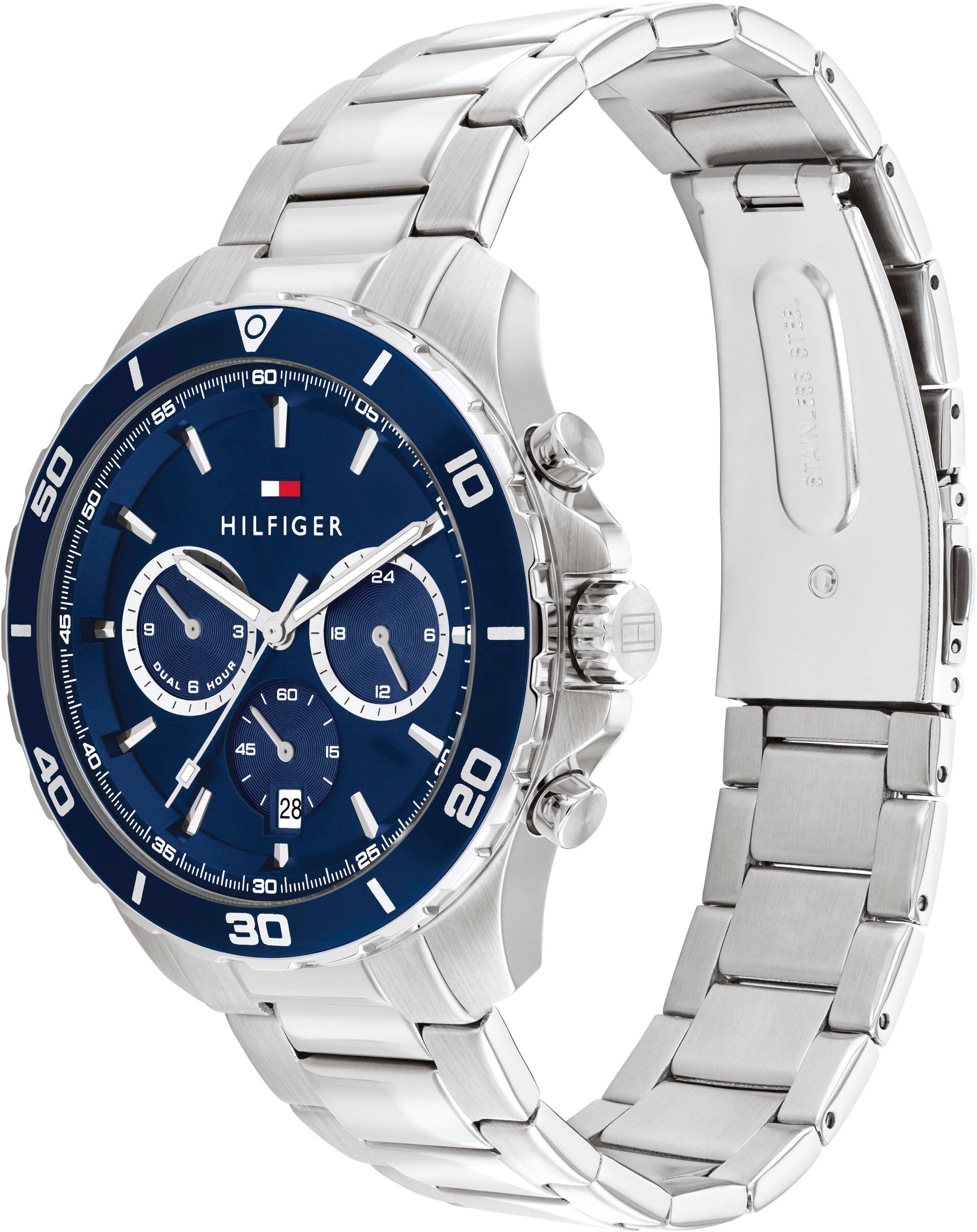 Tommy Hilfiger Multifunktionsuhr »JORDAN«, Quarzuhr, Armbanduhr, Herrenuhr, Datum, Edelstahlarmband