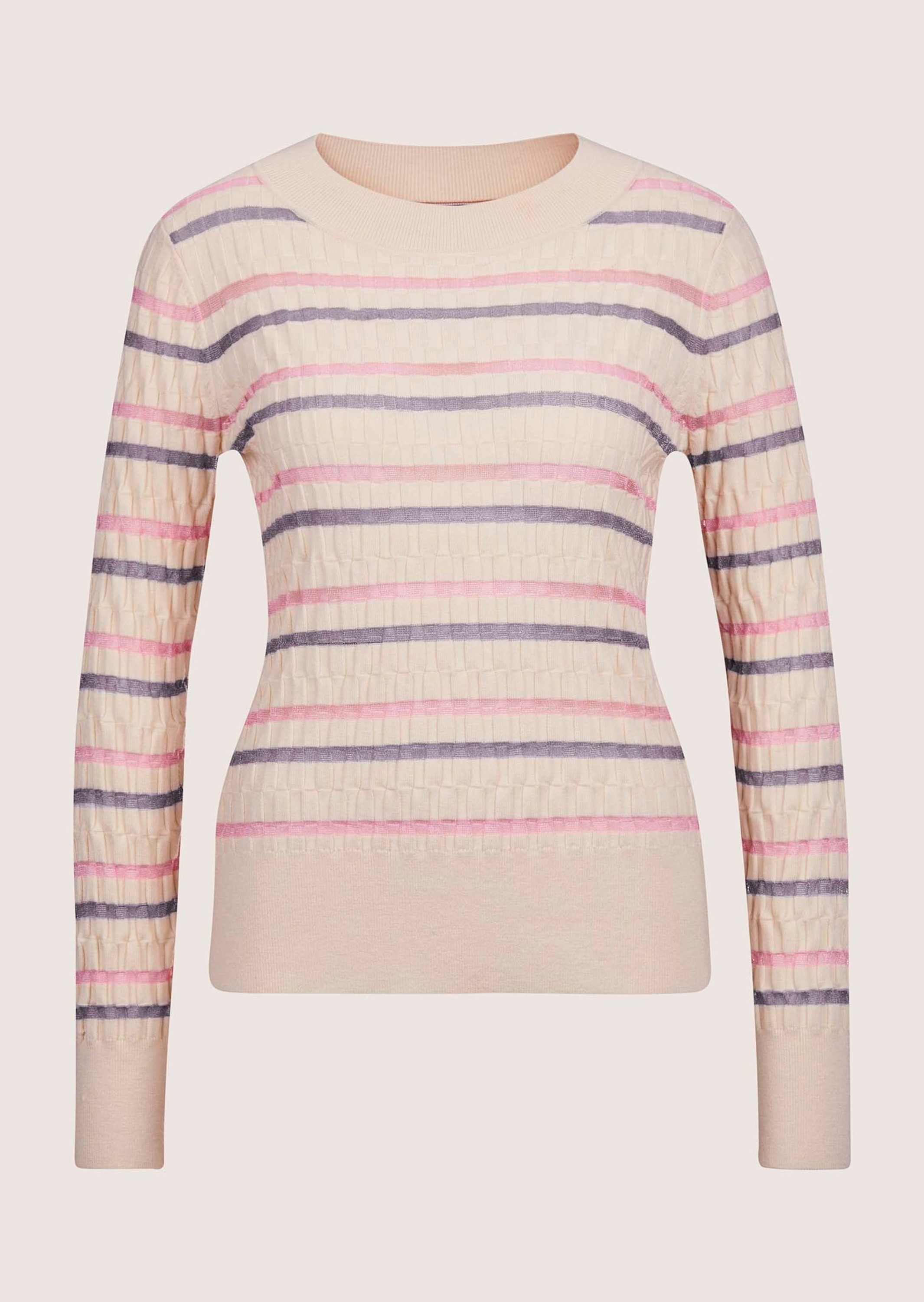 MADELEINE Longpullover "Pullover Rundhals-Pullover mit Streifen, Wollmix"