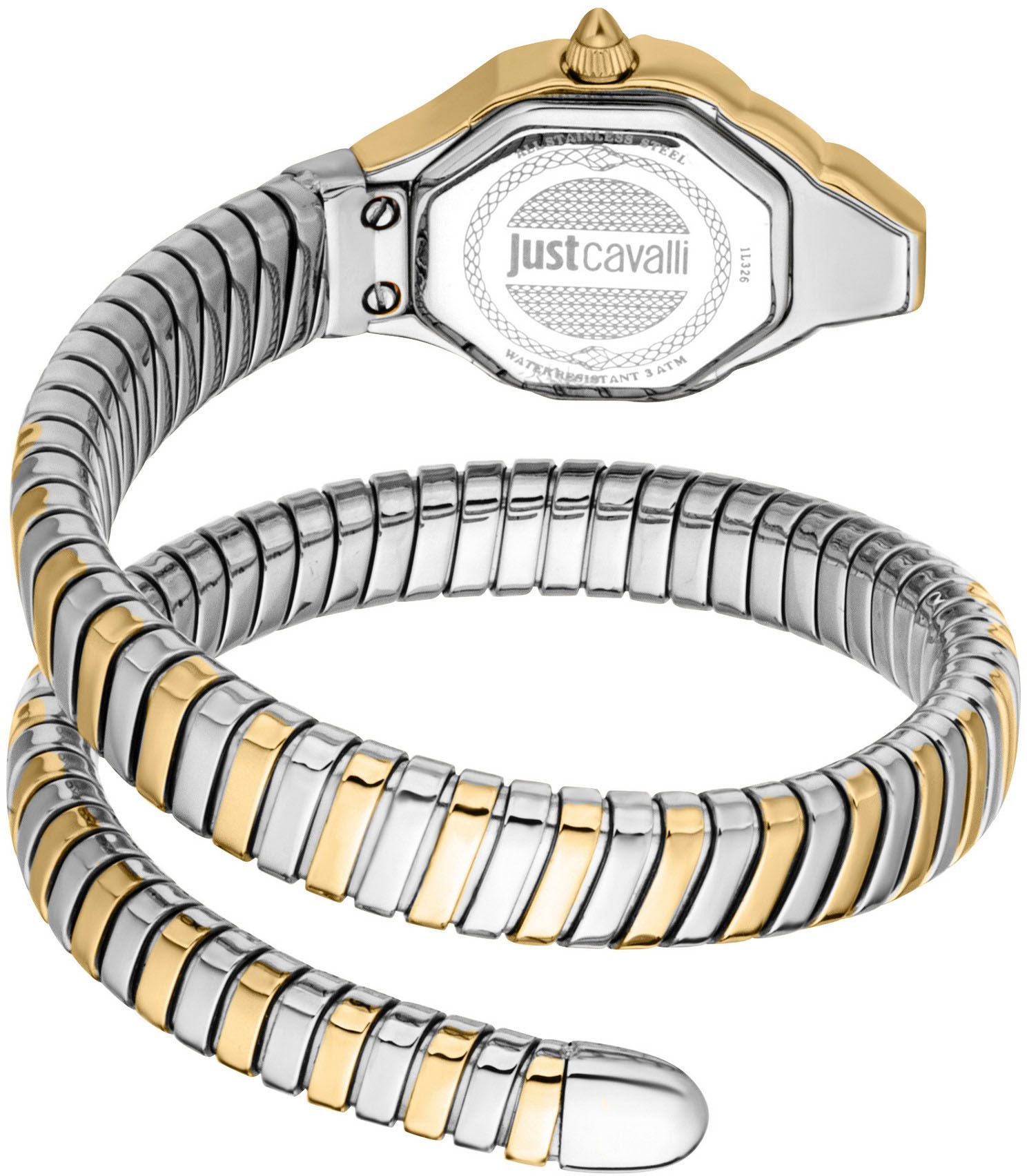 Just Cavalli Time Quarzuhr »Signature Snake«, Armbanduhr,Damenuhr,Edelstahlband,Perlmutt-Zifferblatt,Kristallsteine