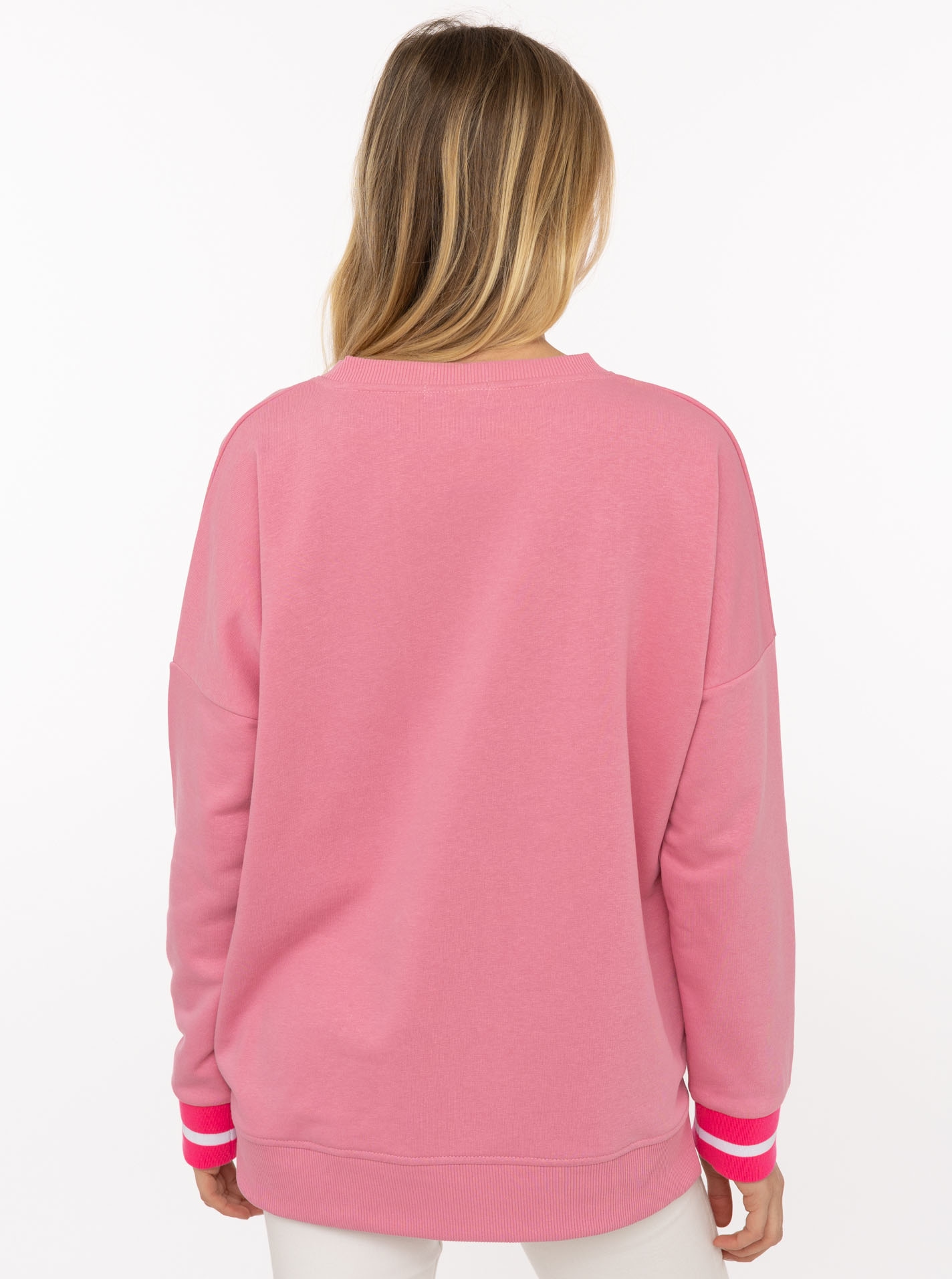 Zwillingsherz Hoodie »"Positive Mind"«, neonfarbenen Bündchen, V-Ausschnitt, Seitenschlitze, Langarm
