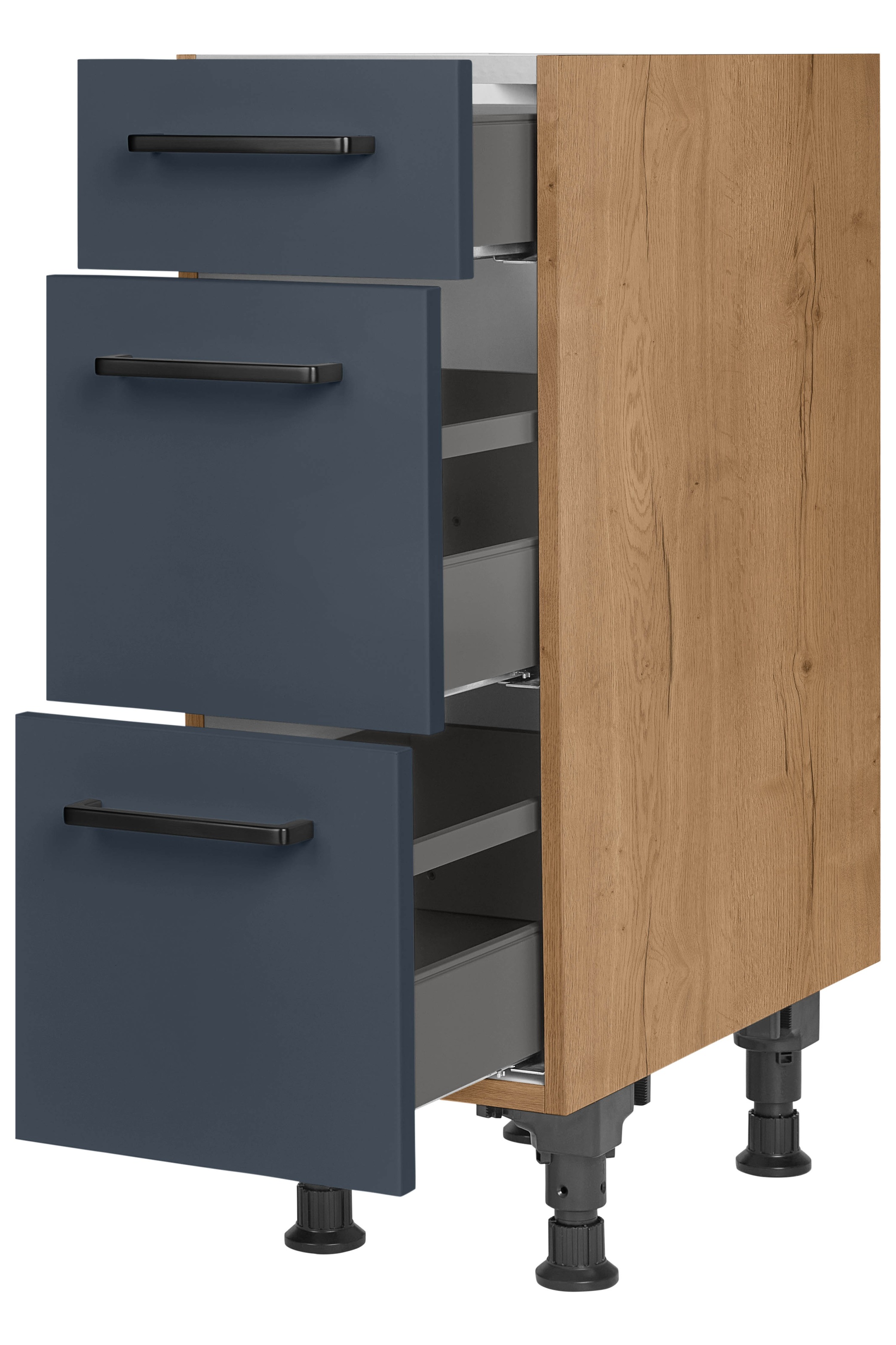 nobilia® Unterschrank »"Easytouch", vormontiert, mit höhenverstellbaren Sockelfüßen, in den«, Breiten 30, 45, 60 und 90 cm, mit Schubkasten und Auszügen