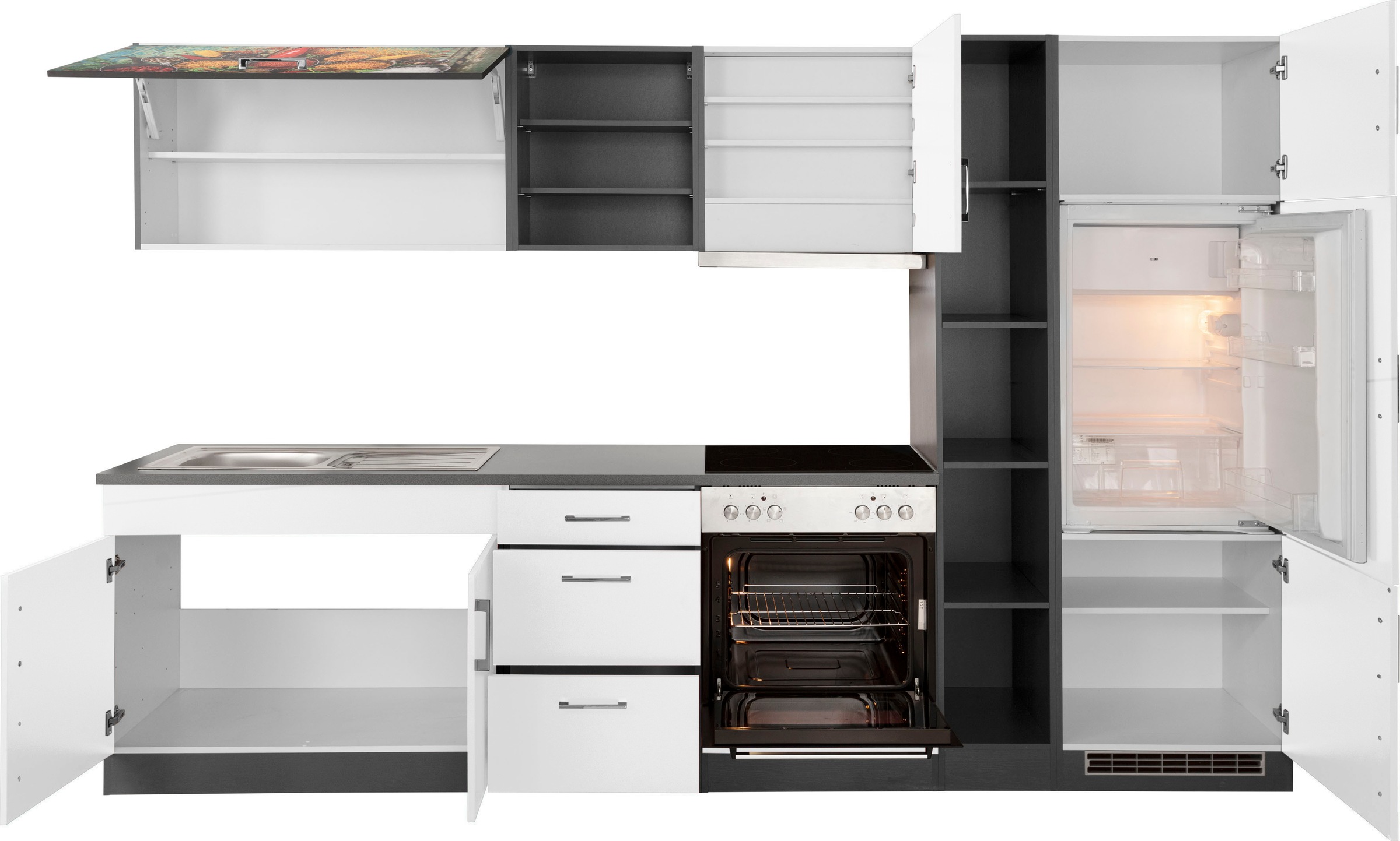 KOCHSTATION Küchenzeile »KS-Paris«, mit E-Geräten, Breite 300 cm