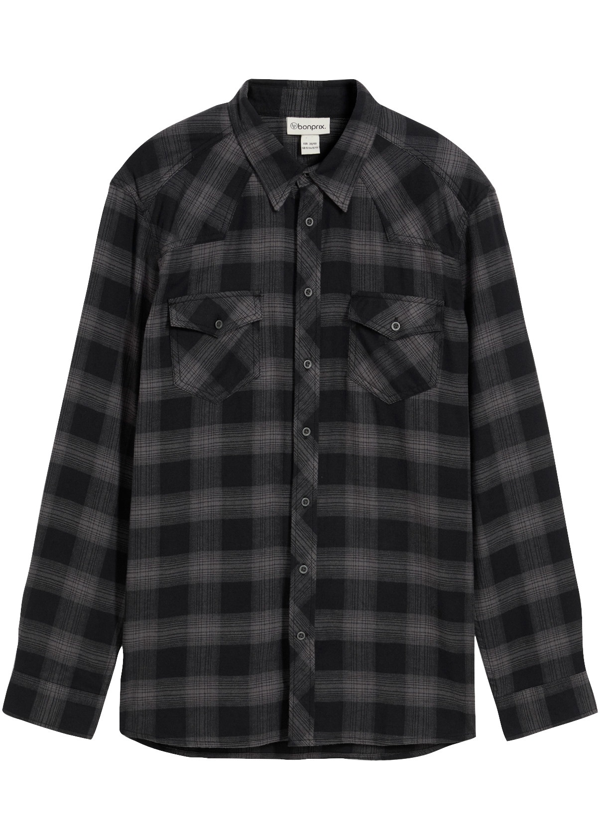 bonprix Flanellhemd aus Baumwoll-Flanell, Regular Fit, Kentkragen, mit Karo-Muster