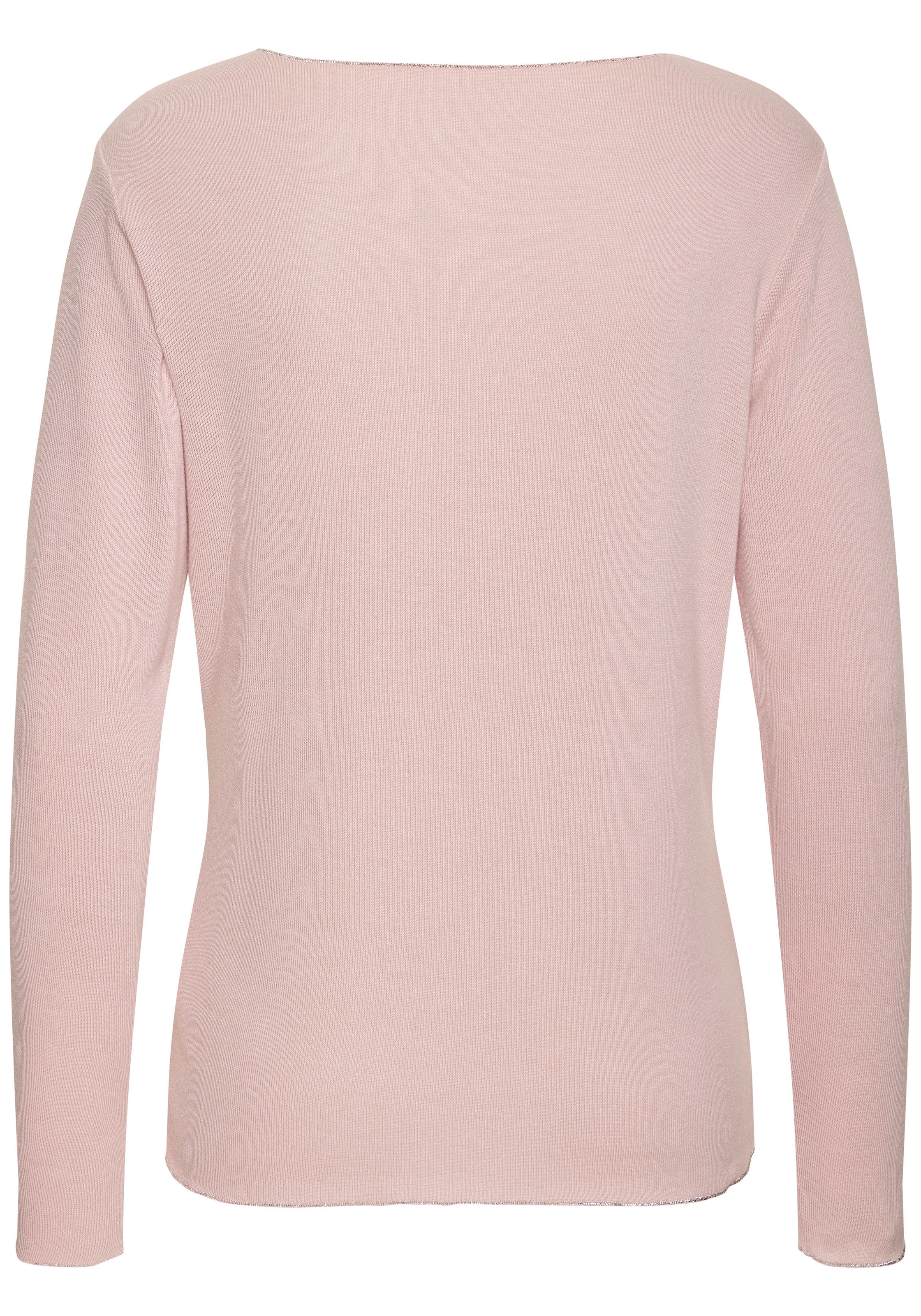 LASCANA Langarmshirt »mit feiner Glitzereinfassung«, aus weichem Viskose-Feinstrick