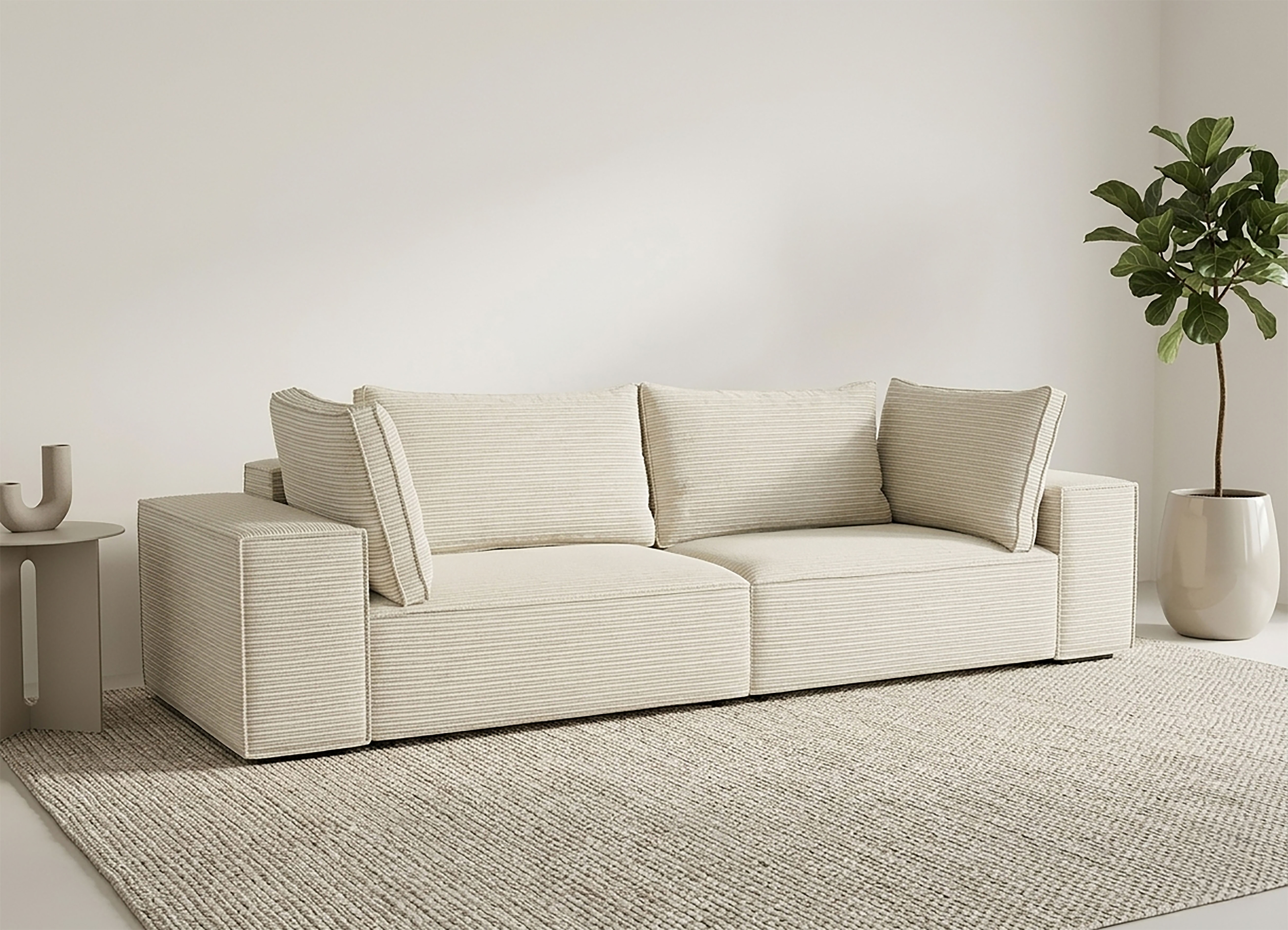 Trends by HG "Conor XXL, B: 312cm, Liegefläche: 138x 238cm, in Cord und Velours" mit Schlaffunktion und Bettkasten