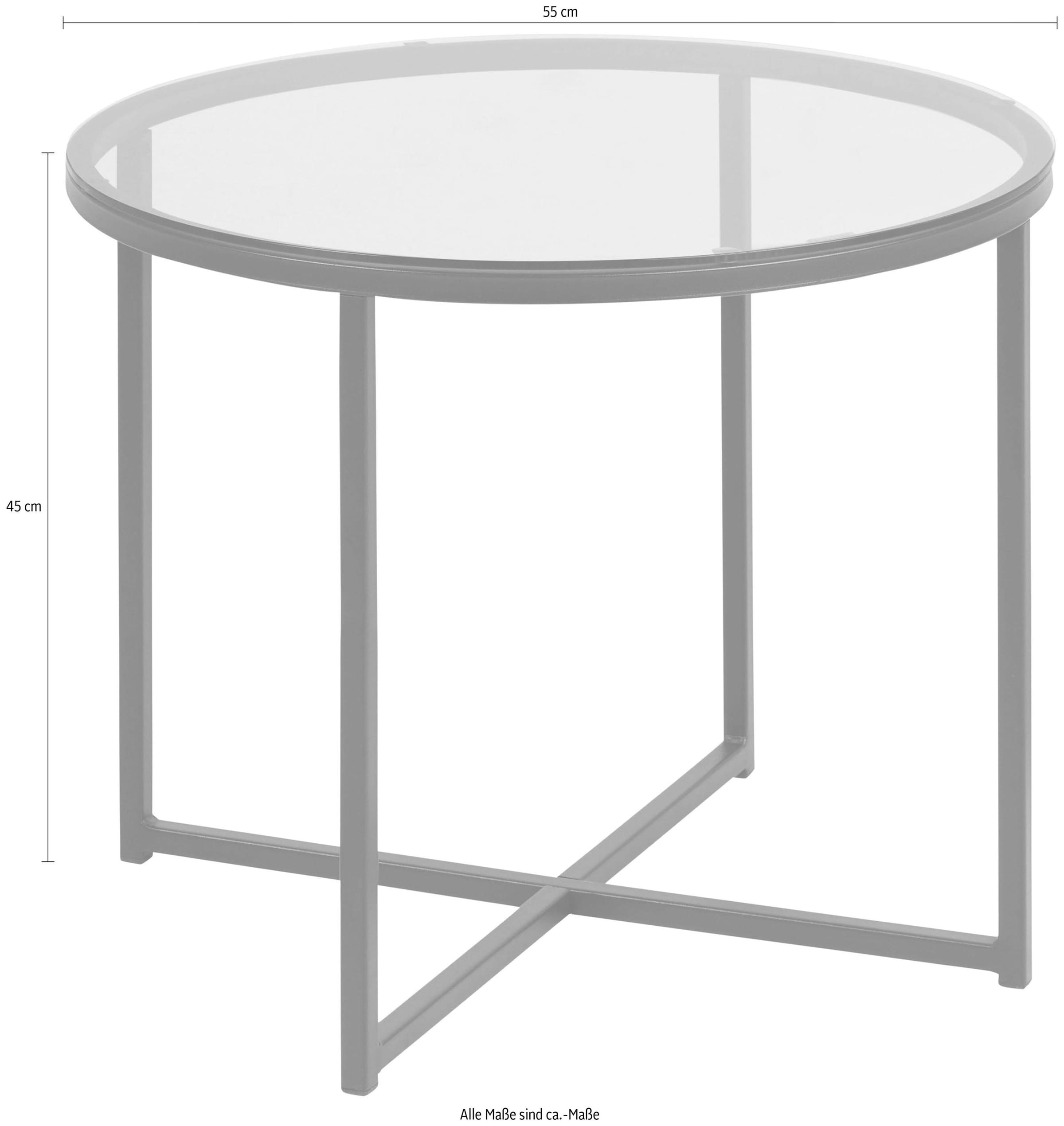 ACTONA GROUP Couchtisch »Conrad, TOPSELLER!«, (Couchtisch, Sofatisch), Tischplatte aus Rauchglas, Metallgestell, Breite 55 cm