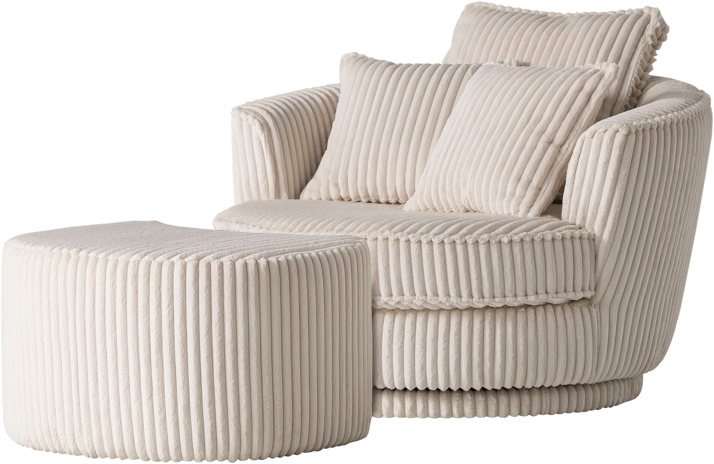 Thumbnail - Home affaire Drehsessel "MAISIE, Love Seat XXL Lese-Sessel, Big-Sessel mit Hocker," 2 Stk. tlg. Set in MEGA CORD und Web...