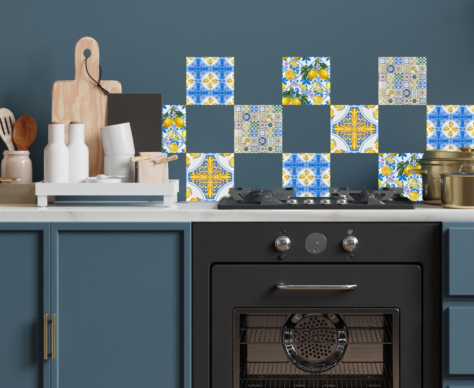 queence Fliesenaufkleber "Zitronen und Ornamente" selbstklebend, 12er Set günstig online kaufen