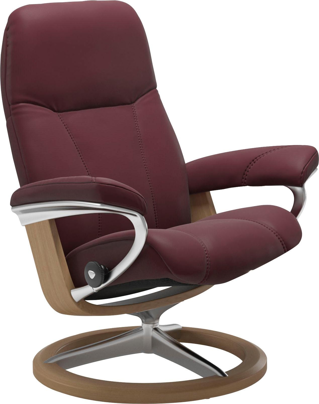 Relaxsessel STRESSLESS "Consul", rot (bordeaux batick), B:82cm H:102cm T:72cm, Leder BATICK: BATICK ist ein leicht korrigiertes, durchgefärbtes und genarbtes Möbelleder, bei dem die meisten Unebenheiten und Spuren in der Regel entfernt wurden.;Leder PALOM 2