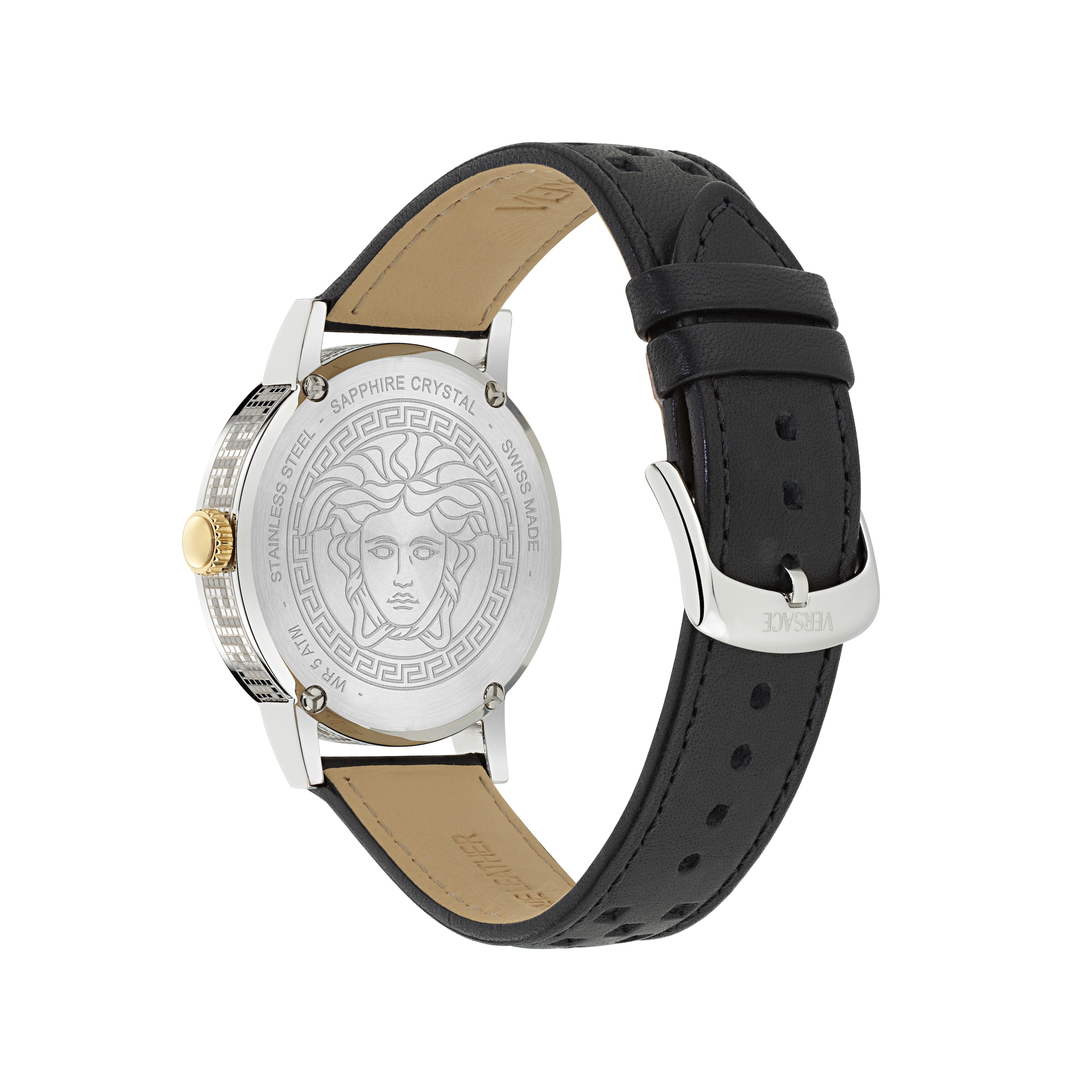 Versace Quarzuhr »ALBIREO« Armbanduhr, Damenuhr, Herrenuhr, Swiss Made, Lederarmband, analog