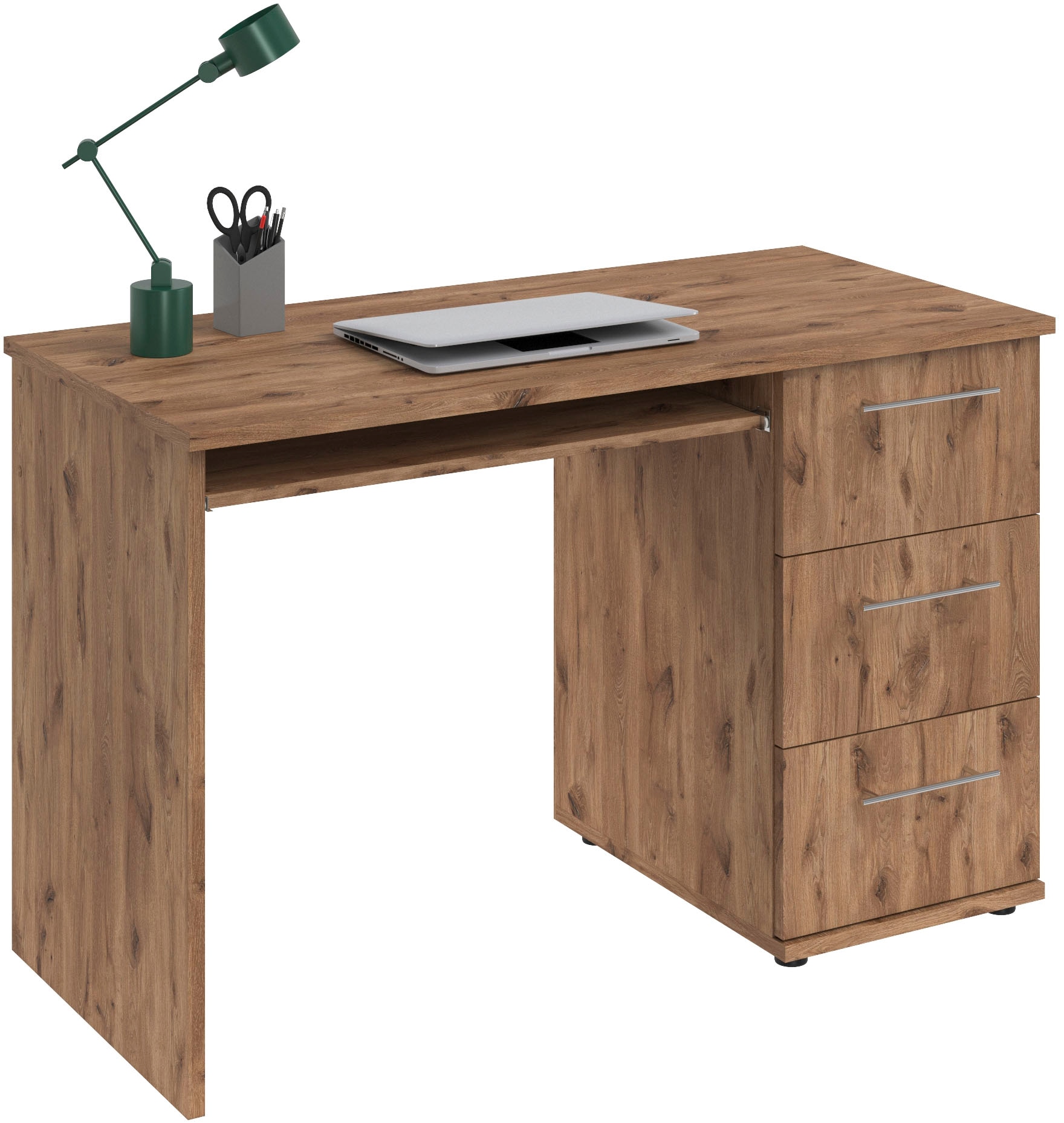 VOGL Möbelfabrik Schreibtisch »Tobi, optional mit Tastaturauszug,«, mit 3 Schubkästen, Breite 115 cm, Made in Germany
