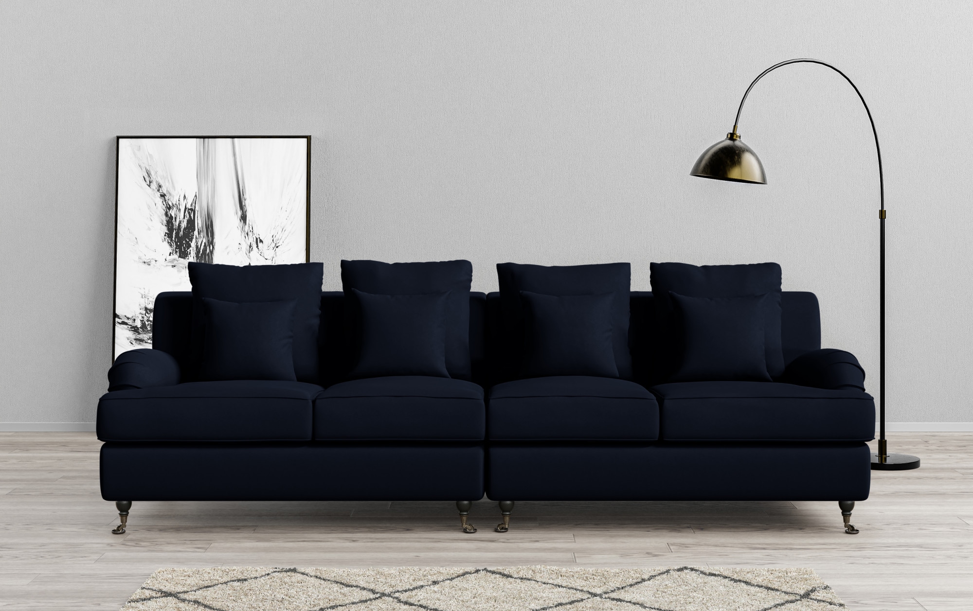 Home affaire Big-Sofa "NORIN", zwei Fußarten: vorne - Rollen, hinten - Holz günstig online kaufen