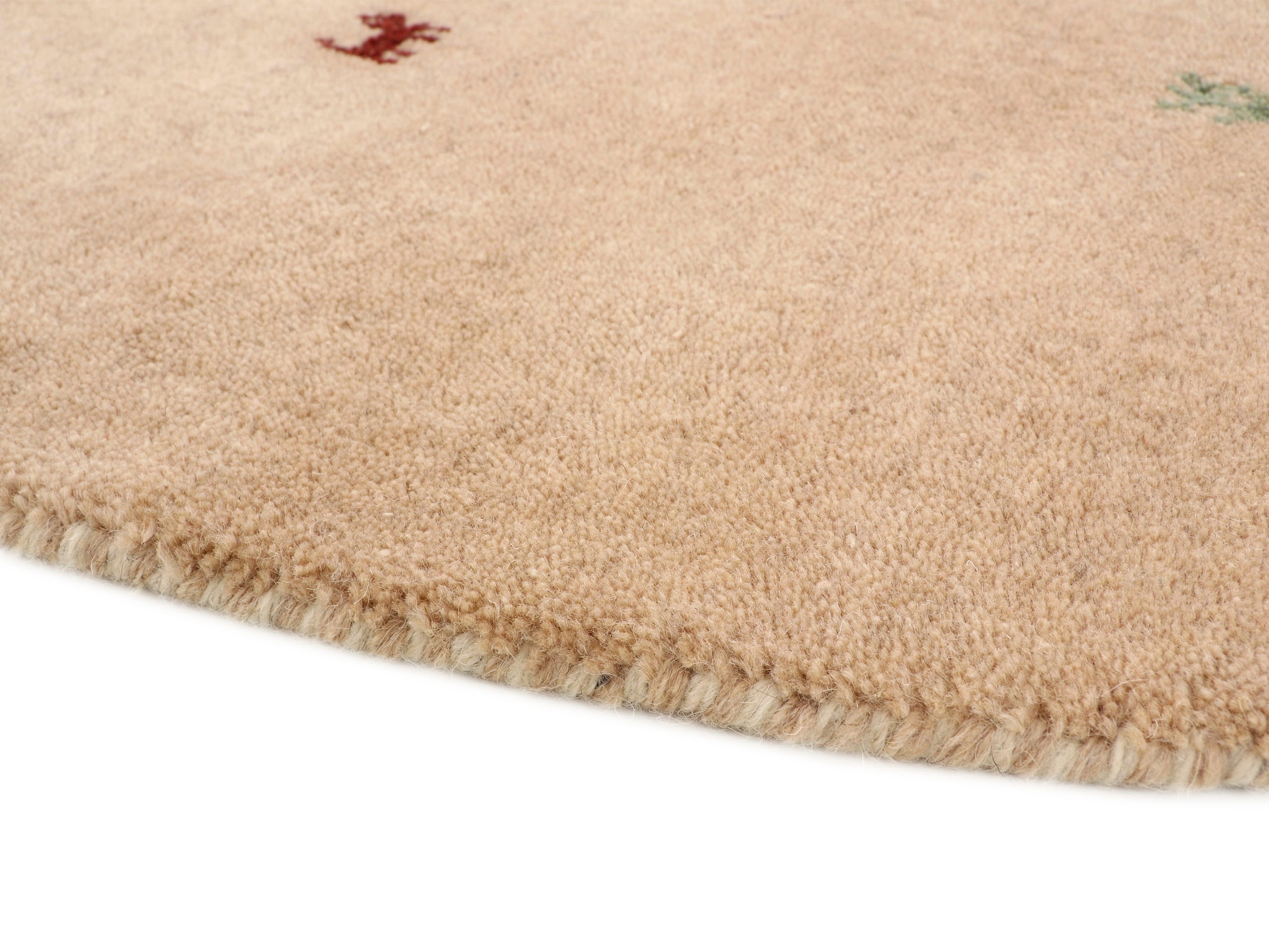 Wollteppich CARPETFINE "Gabbeh Uni", beige, H:15mm Ø:200cm, Wolle, Teppiche, reine Wolle handgewebt, Gabbeh Tiermotiv warmes Raumklima viele Größen 3