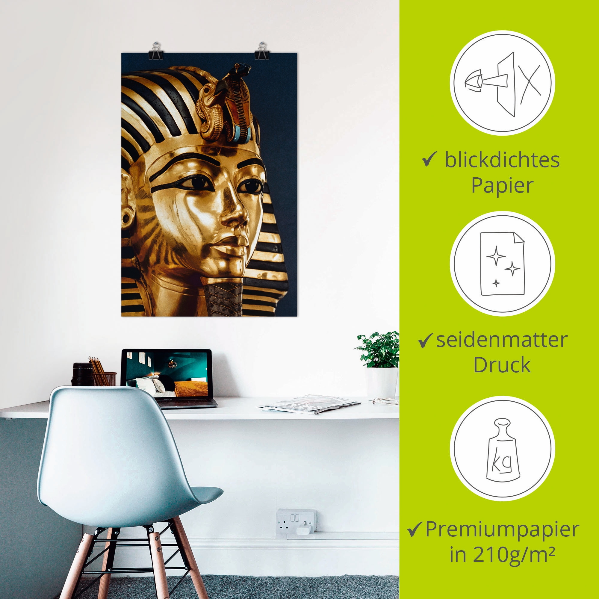 Artland Wandbild »Grabmaske von König Tutanchamun«, Menschen, (1 St.), als Alubild, Outdoorbild, Leinwandbild, Poster in verschied. Größen
