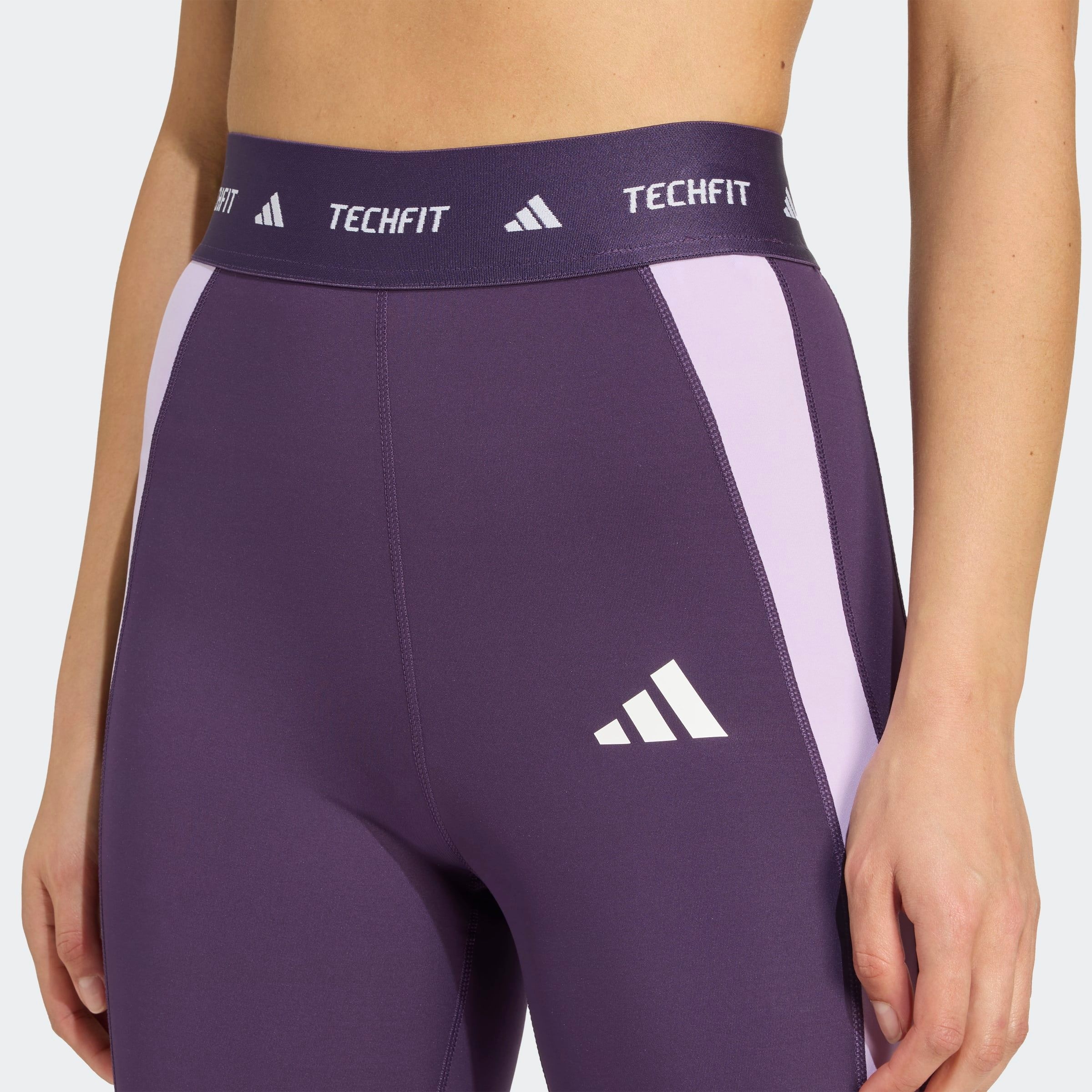 Trainingstights ADIDAS PERFORMANCE "TECHFIT COLORBLOCK 7/8-LEGGINGS", Damen, Gr. M, N-Gr, aurora plum, powder plum, normal, gr., Obermaterial: 73% Polyester, 27% Elasthan, 7/8-Länge, Hosen 3