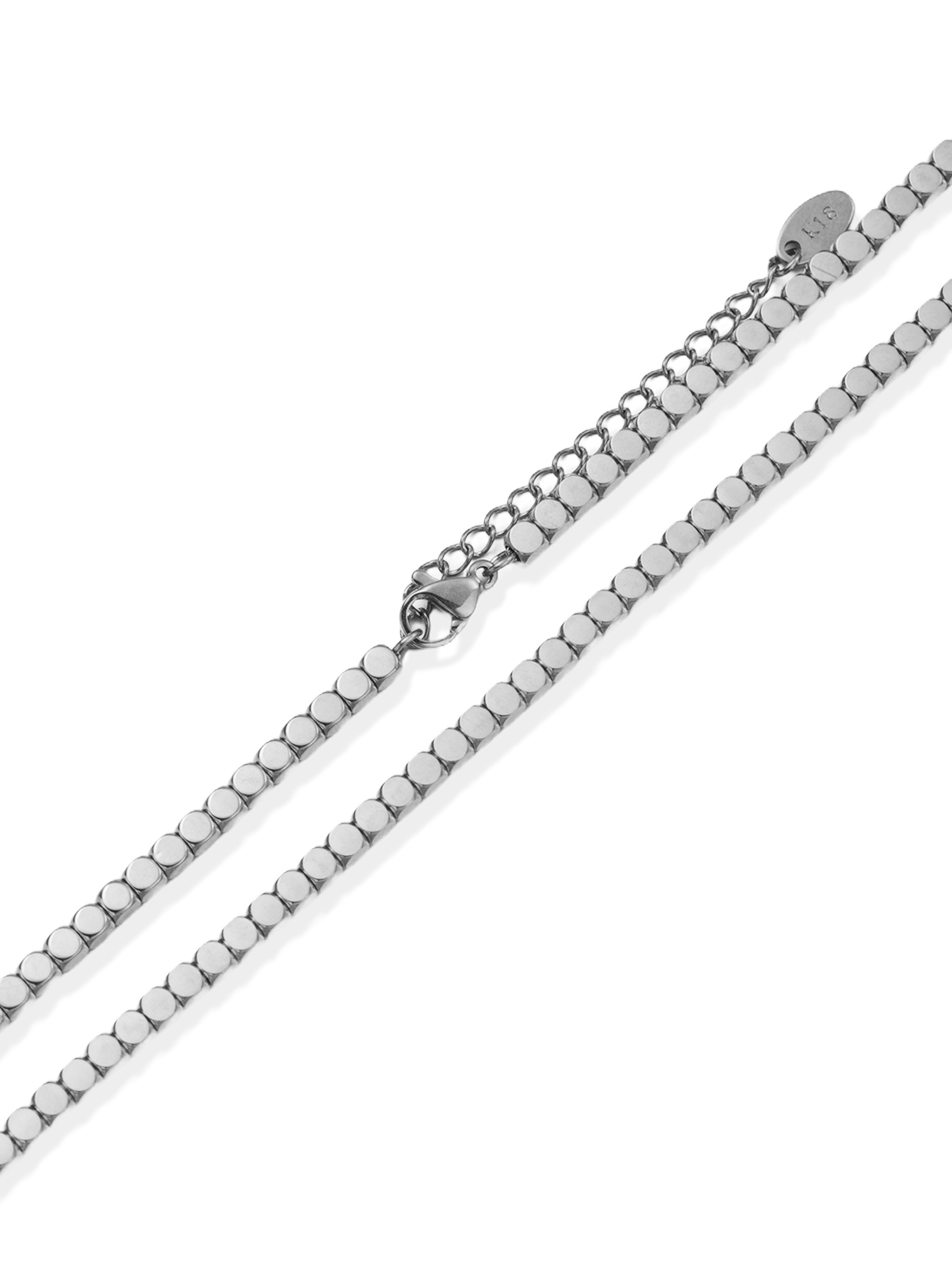 Kette ohne Anhänger "Schmuck Geschenk Edelstahl Halsschmuck Halskette Würfel", silberfarben, ANISTON JEWELRY & WATCHES, Halsketten, Damen, Edelstahl, L: 45 B: 3mm, Made in Germany, B:3mm 2