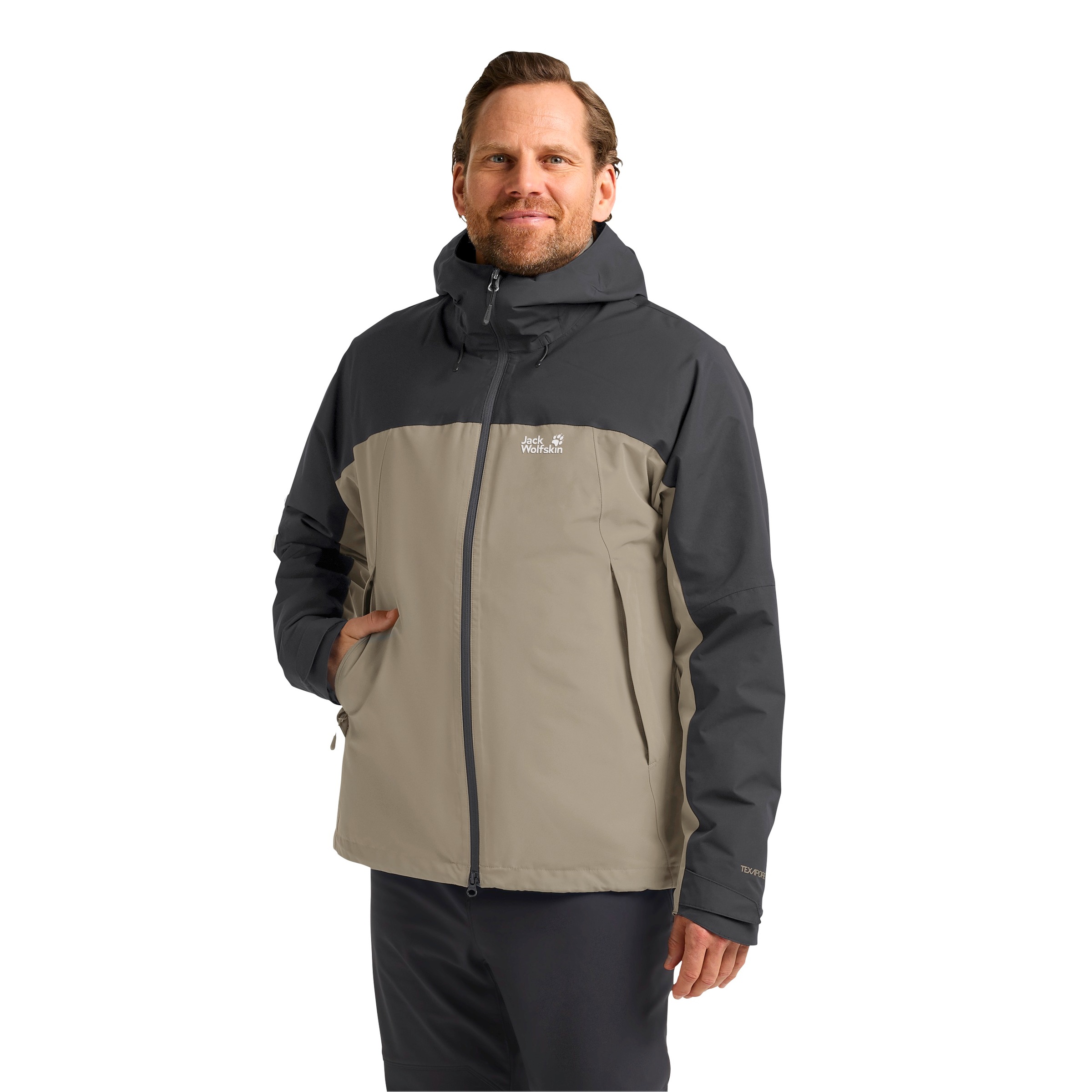 3-in-1-Funktionsjacke JACK WOLFSKIN, Herren, Gr. XXL, linen, Obermaterial: 100% Polyester, normal, Jacken, 3in1, wasserdicht, Übergangsjacke 2