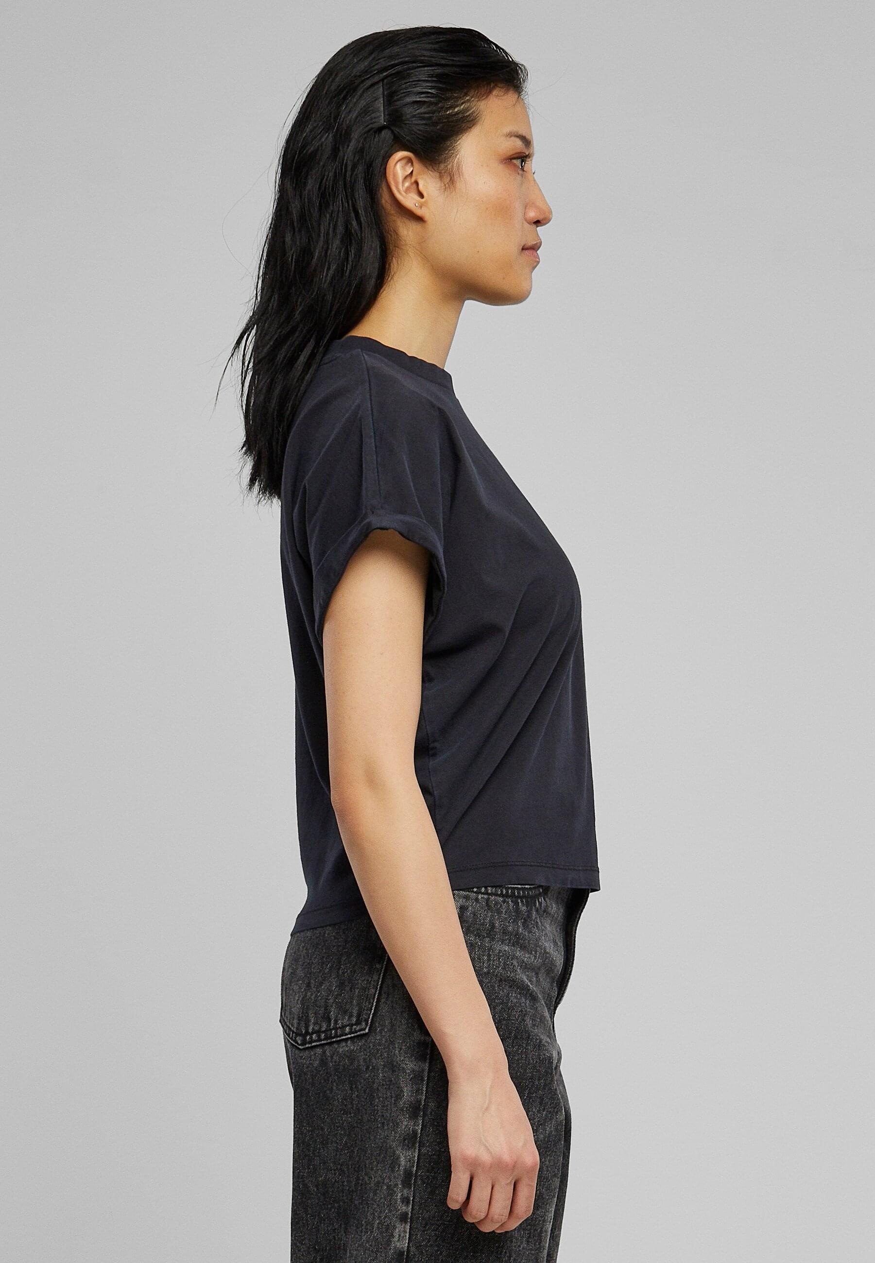 URBAN CLASSICS T-Shirt »Urban Classics Damen Ladies Short Pigment Dye Cut On Sleeve Tee«, (1 tlg.)