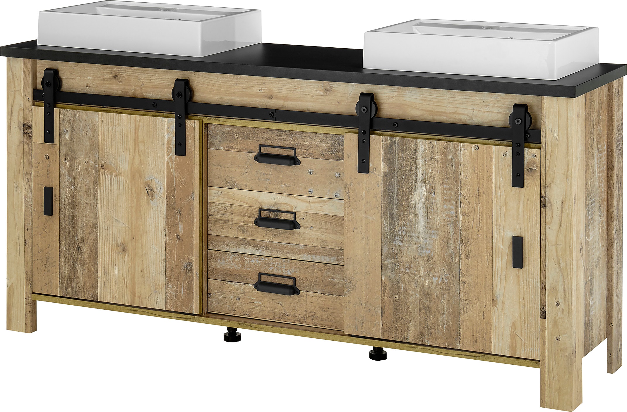 Home affaire Waschtisch "SHERWOOD, Waschbeckenunterschrank inkl. Waschbecke günstig online kaufen