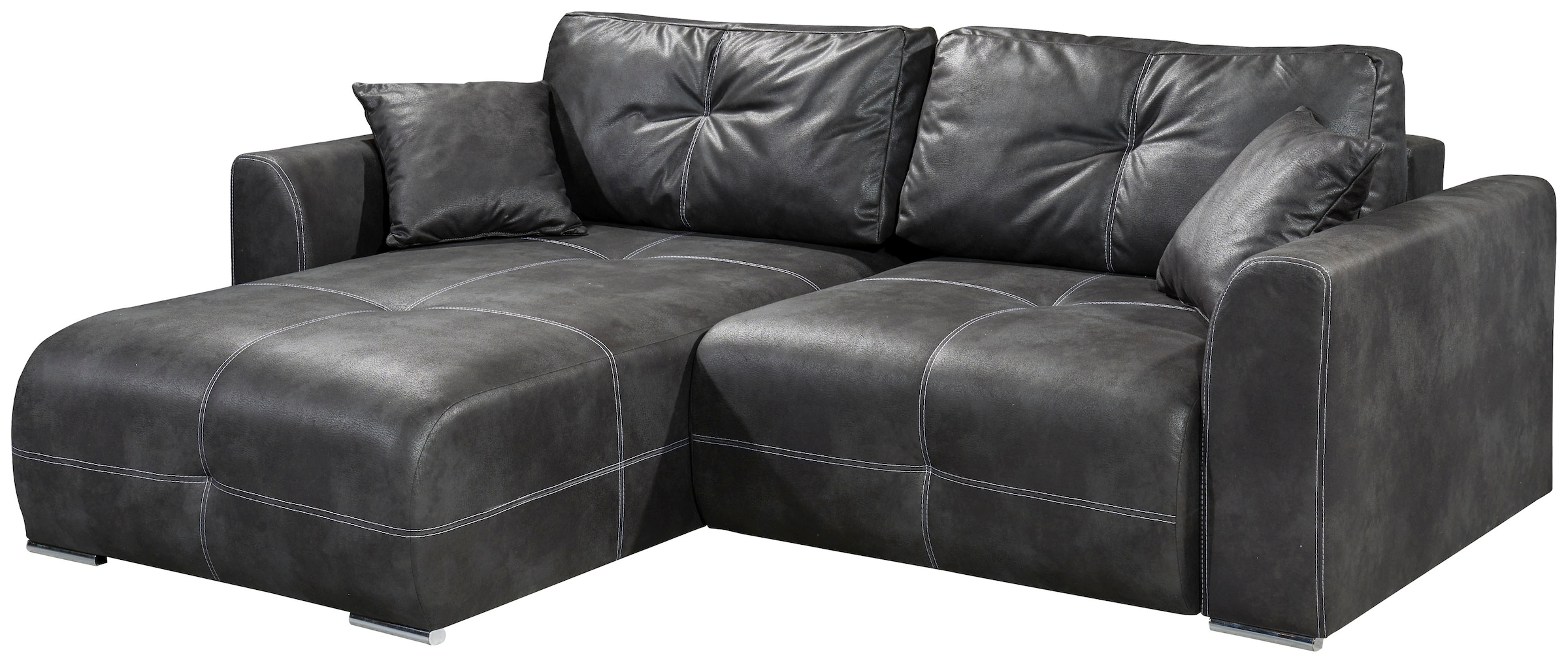 ED EXCITING DESIGN Ecksofa »Dolan L-Form«, mit Bettfunktion, Bettkasten & 2 Zierkissen