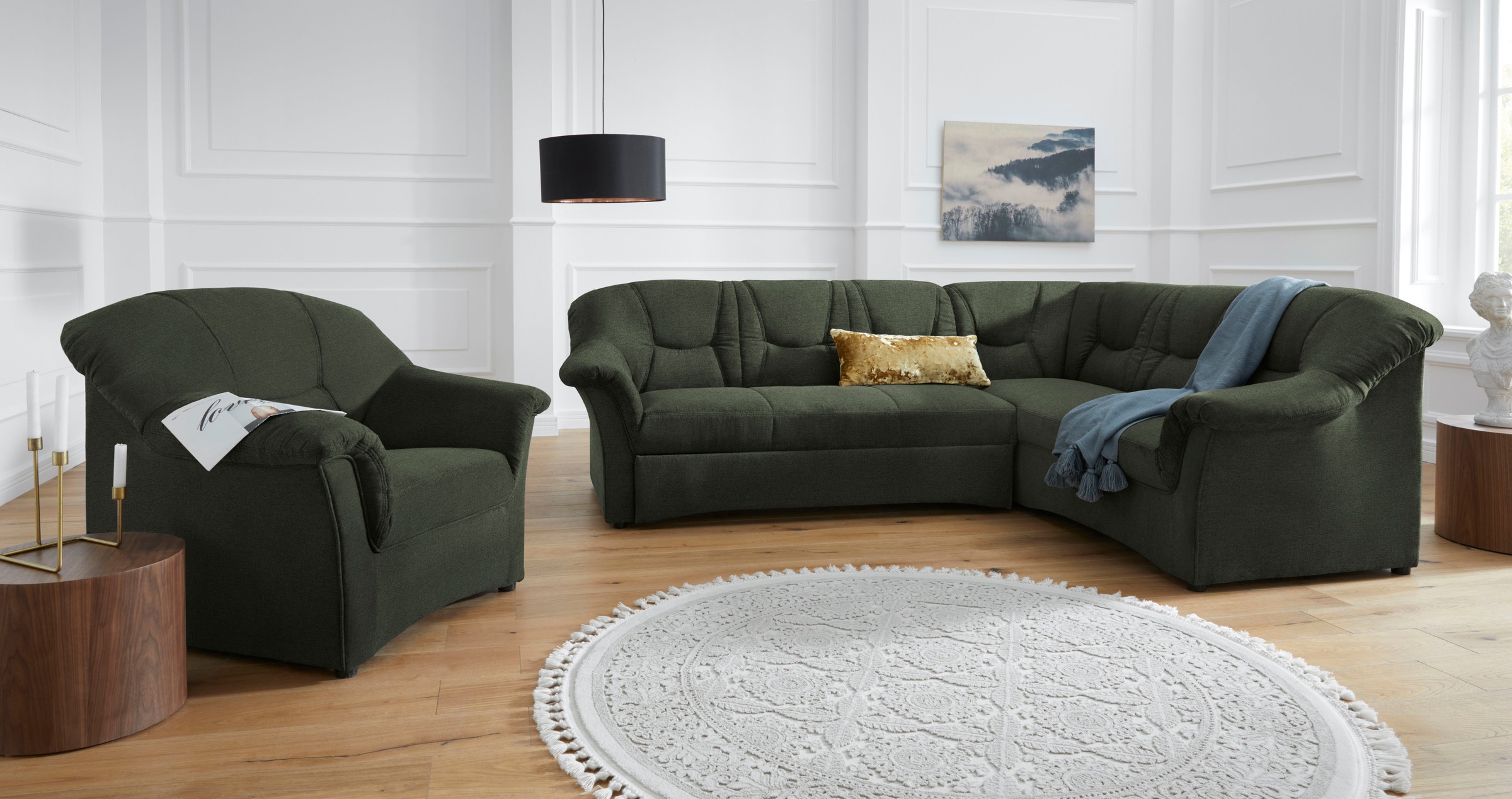 DOMO collection Ecksofa »Sarafina zeitlos und komfortabel, optional mit Federkern, L-Form«, wahlweise mit Bettfunktion