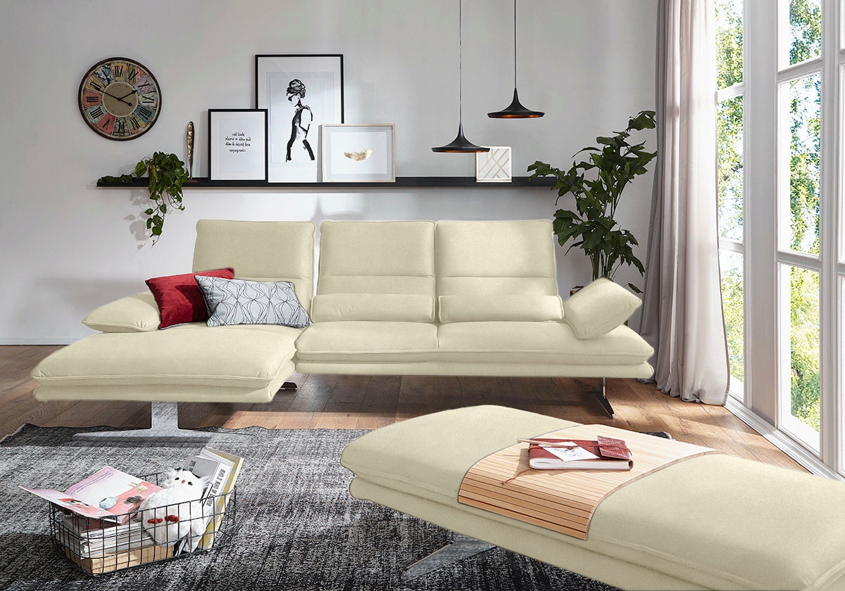 W.SCHILLIG Ecksofa "broadway, Designsofa mit tollem Sitzkomfort, L-Form" Sitztiefenverstellung, Kopfteil- & Seitenteilverstellung, Breite 291cm