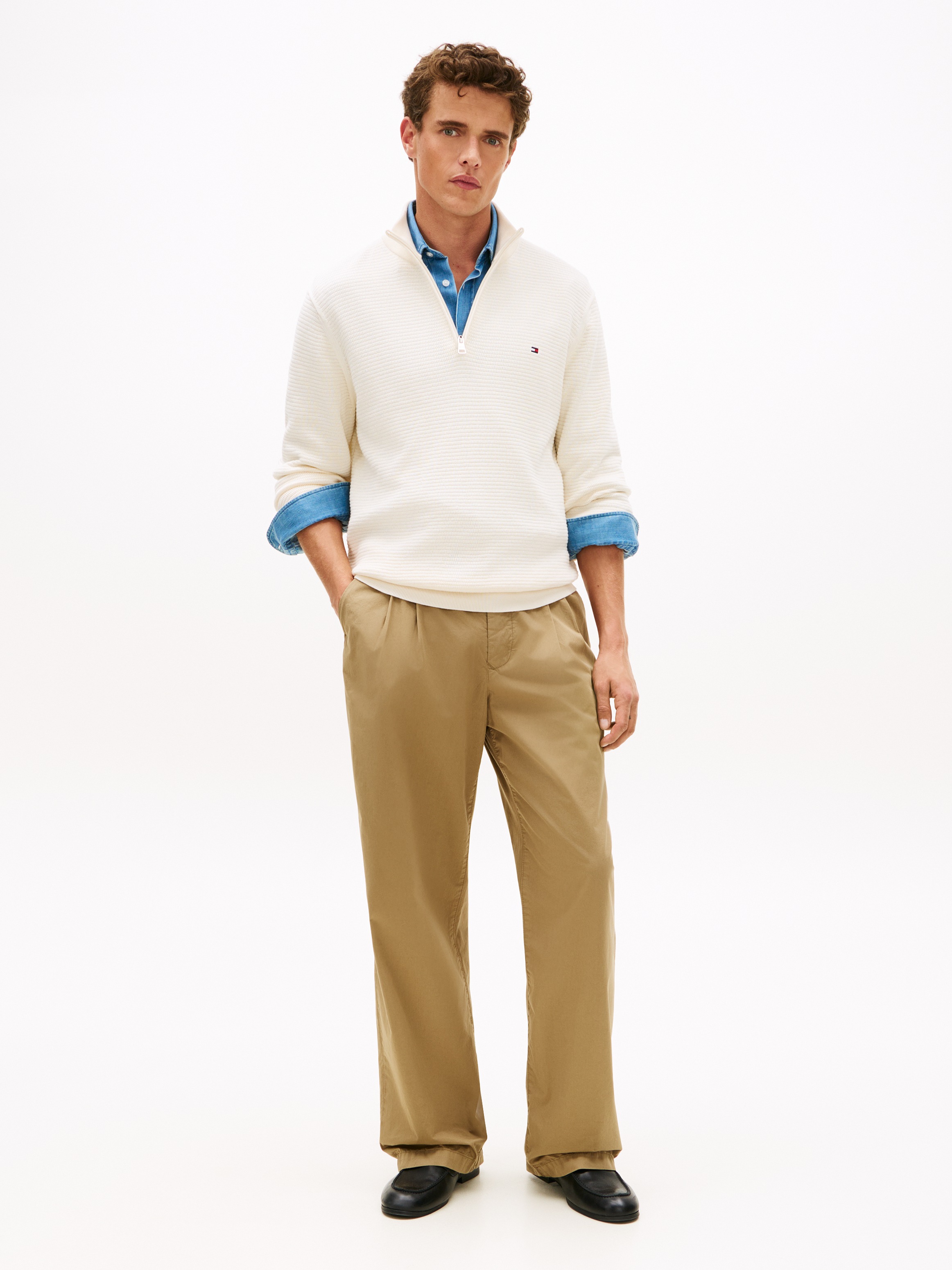 Thumbnail - Tommy Hilfiger Strickpullover "SEASONAL STRUCTURE ZIP MOCK" Regular fit mit Troyerkragen