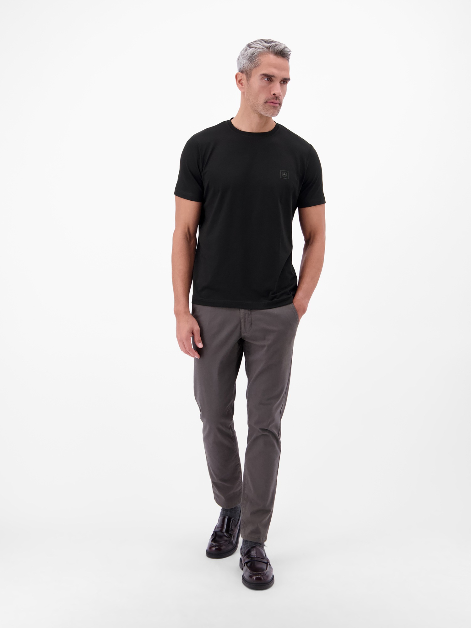 T-Shirt LERROS "Basic T-Shirt mit LERROS Logo-Print", Damen, Gr. S, schwarz, 95% Baumwolle, 5% Elasthan, Rundhals, Shirts T-Shirt 3